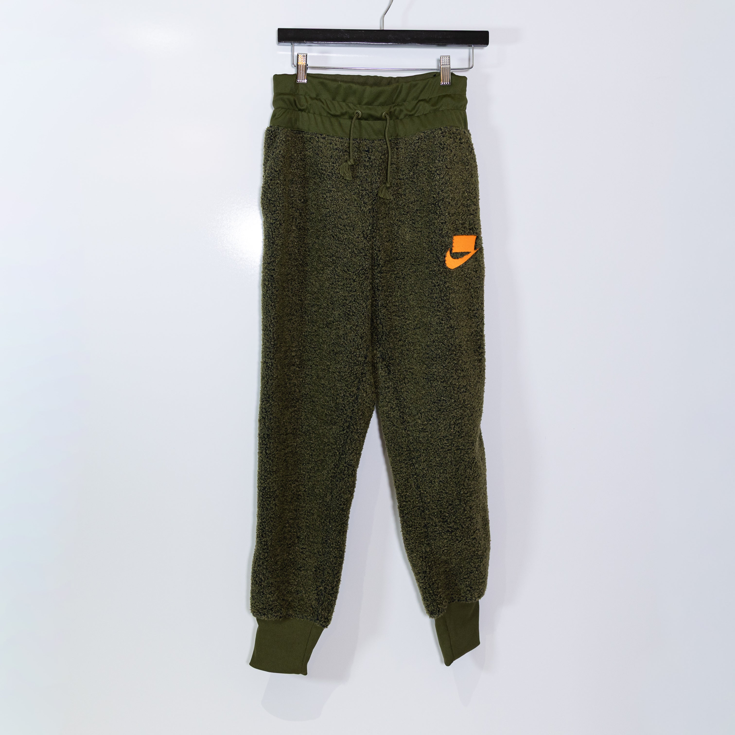 Nike Sportswear Women's NSW Pullover Sherpa Fleece Ankle Joggers Pants Green S