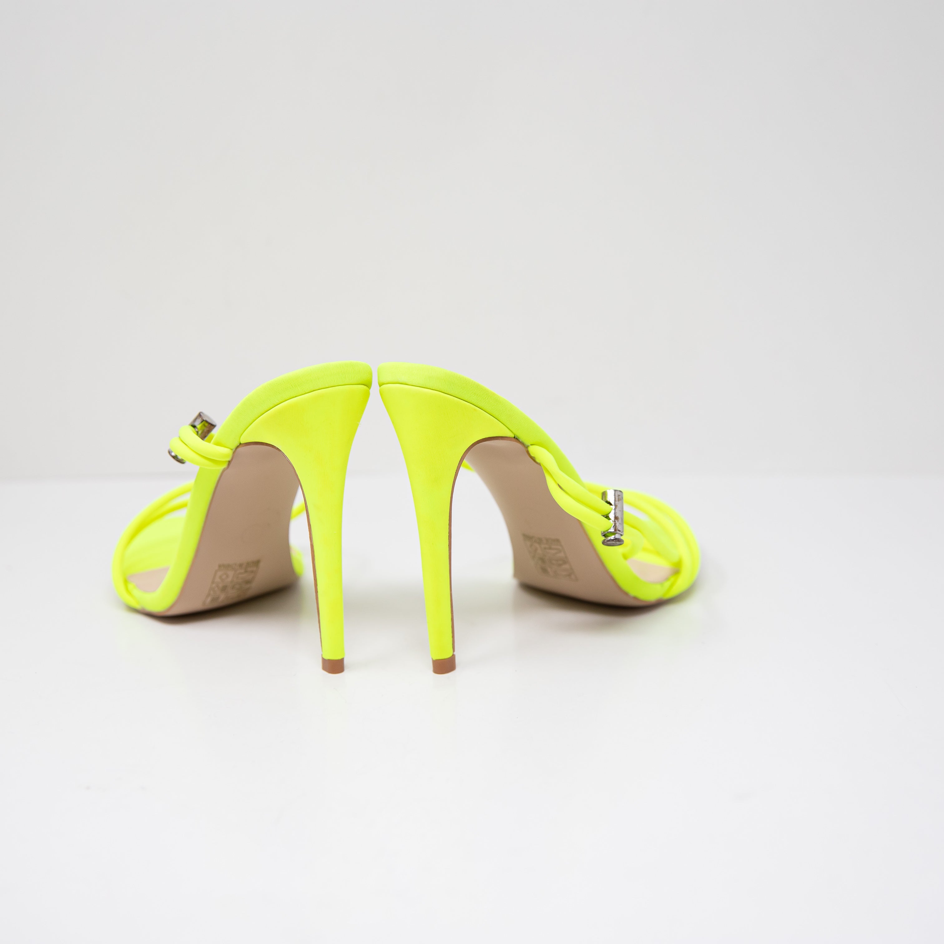 Simmi Cassie Neon Yellow Neoprene Open Toe Strappy Sandals High Heels Shoes 6