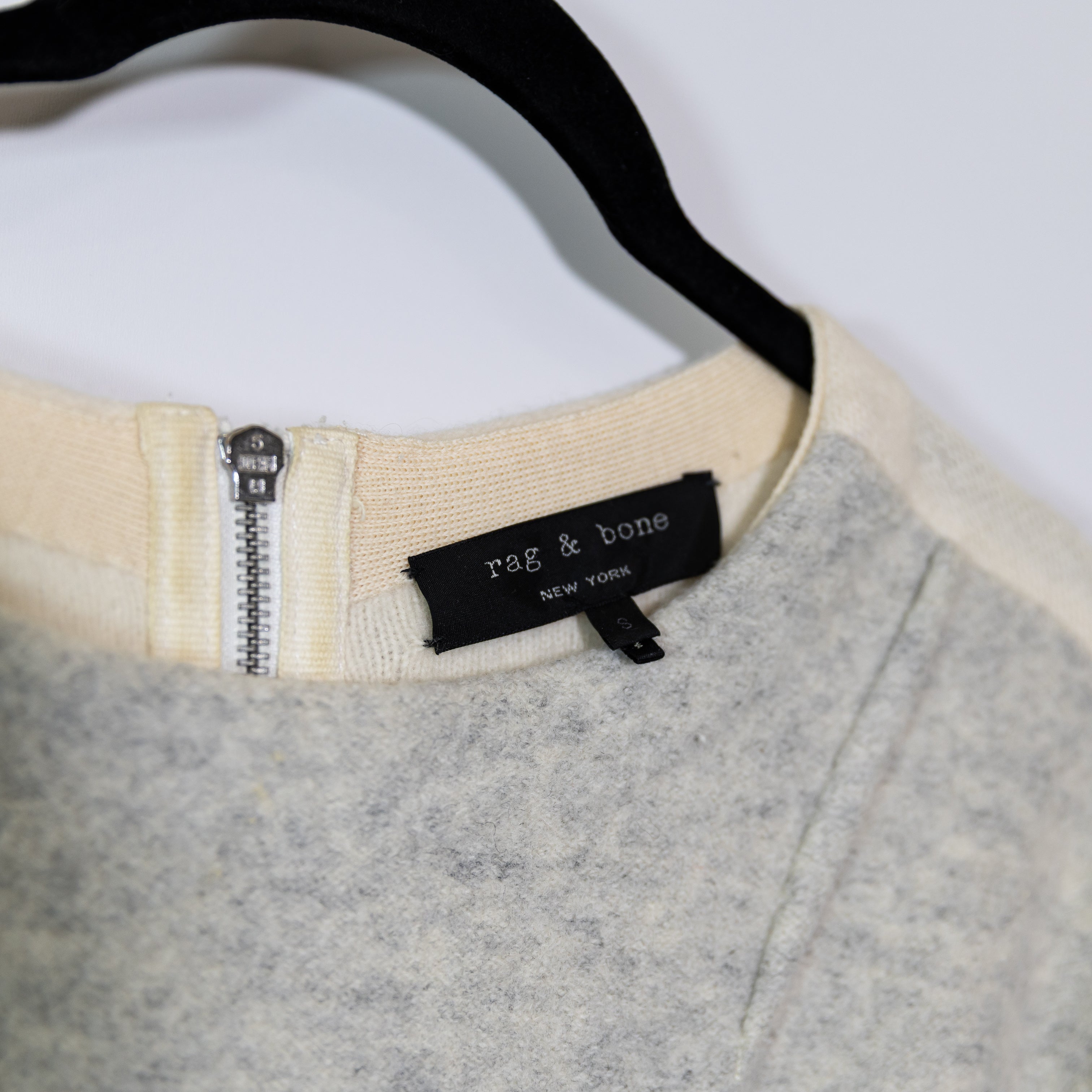 Rag & Bone Juliana Wool Angora Blend Felt Colorblock Sweater Mini Dress Gray S