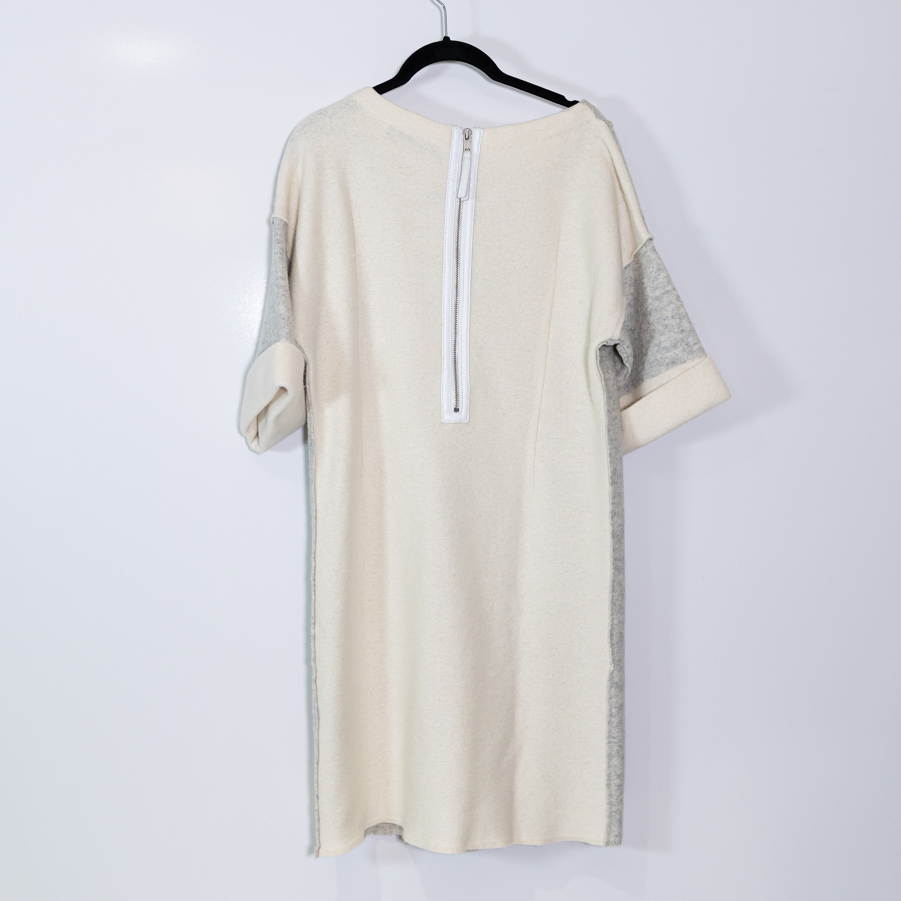 Rag & Bone Juliana Wool Angora Blend Felt Colorblock Sweater Mini Dress Gray S