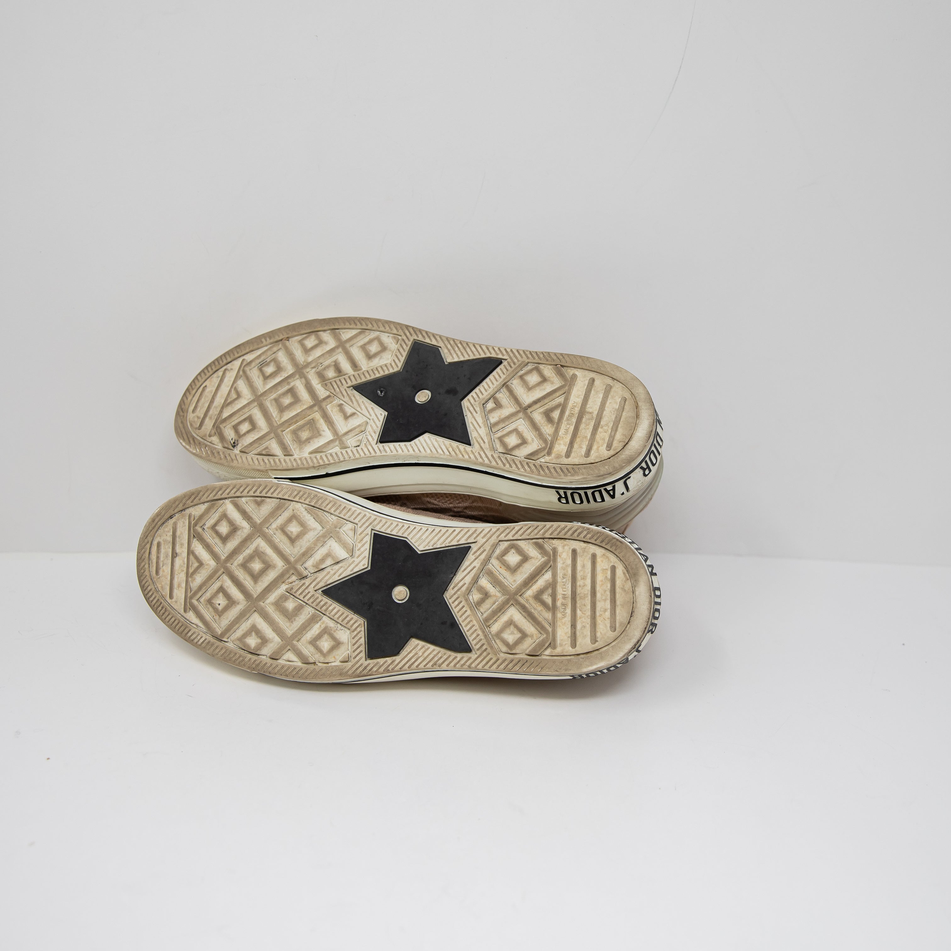 Christian Dior Walk'N'Dior Knit Stretch High Top Lace Up Trainers Sneakers Beige