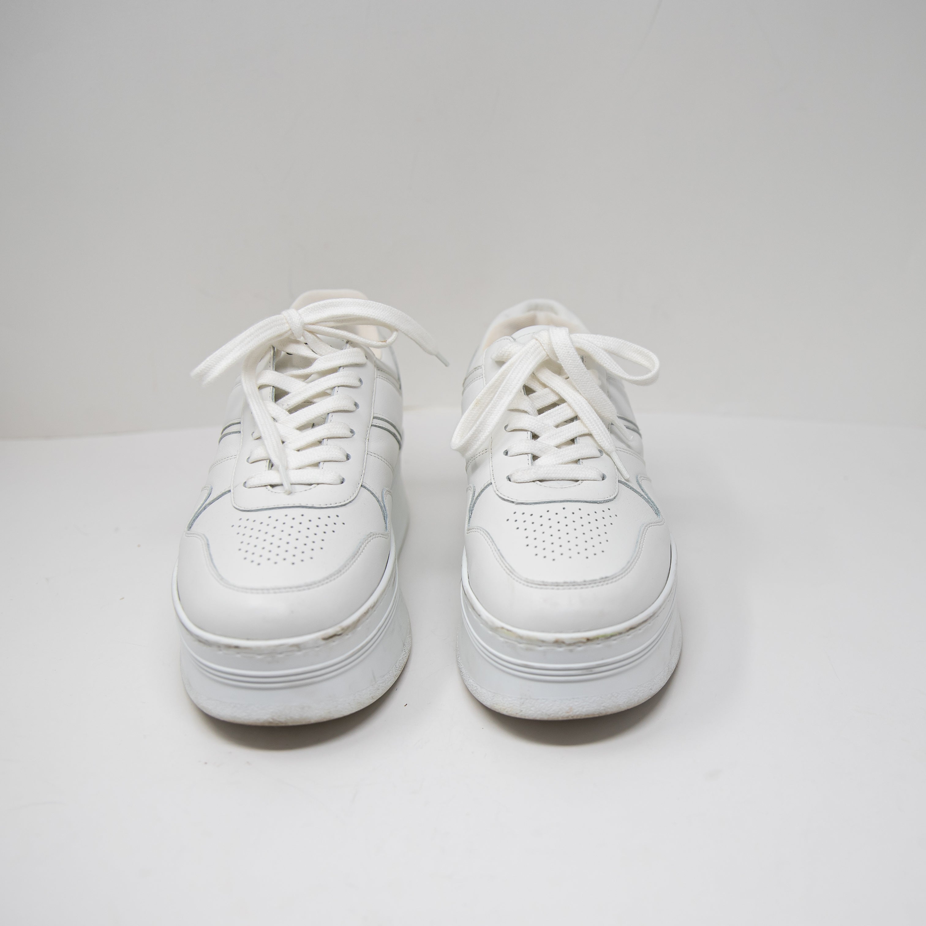 Celine Women's Block Platform Low Top Sneakers With Wedge Outsole In Calfskin 9