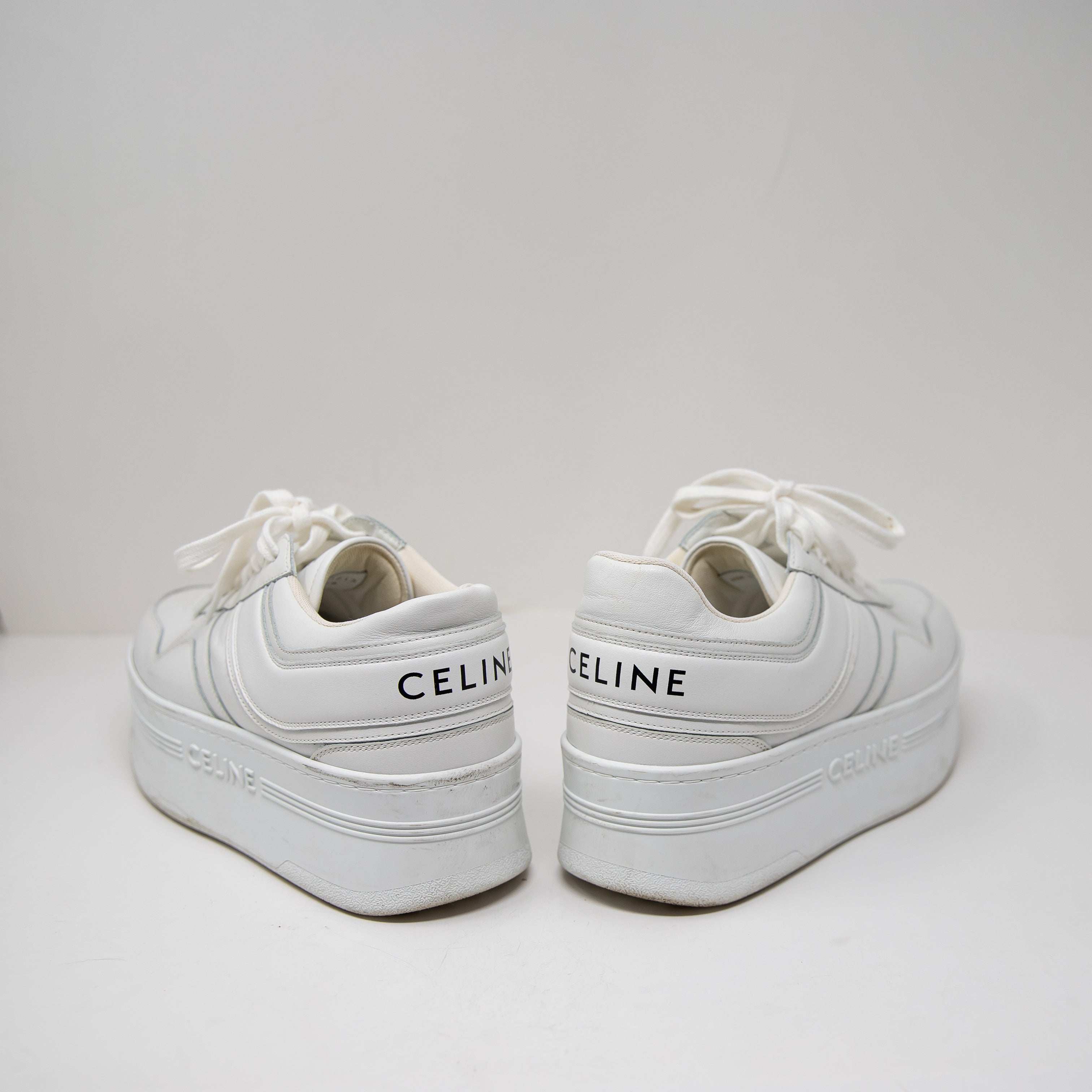 Celine Women's Block Platform Low Top Sneakers With Wedge Outsole In Calfskin 9