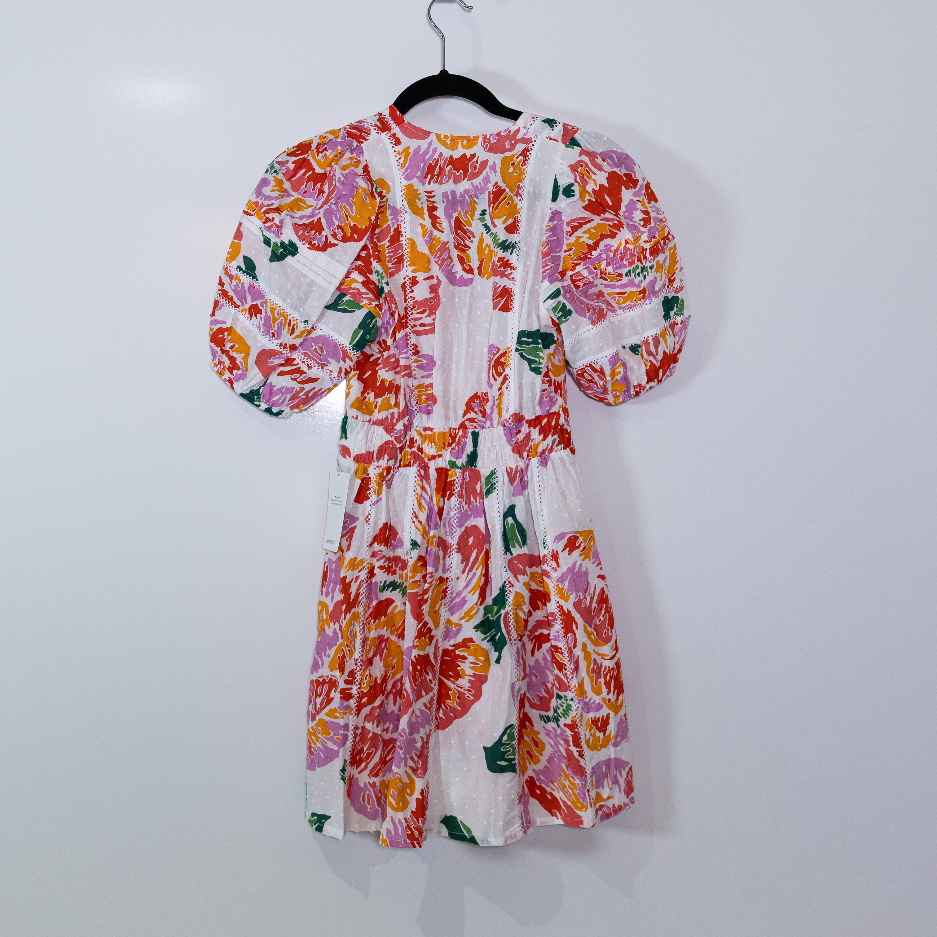 NEW Poupette St Barth Reina Tropical Orange Macro Peony Cotton Mini Dress XS