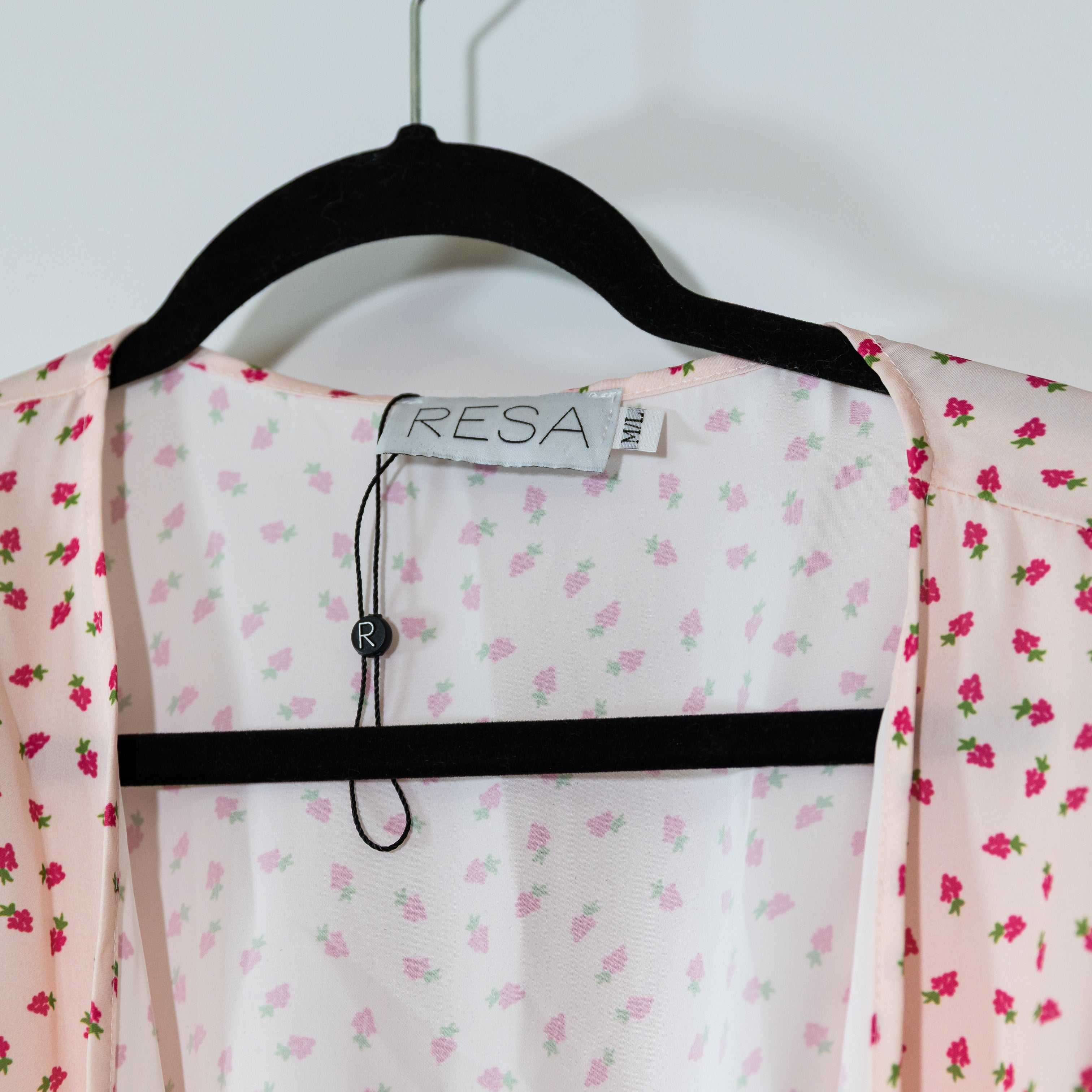 Resa Micro Floral Flower Print Pattern Wrap Front Belted Blouse Shirt Top M/L