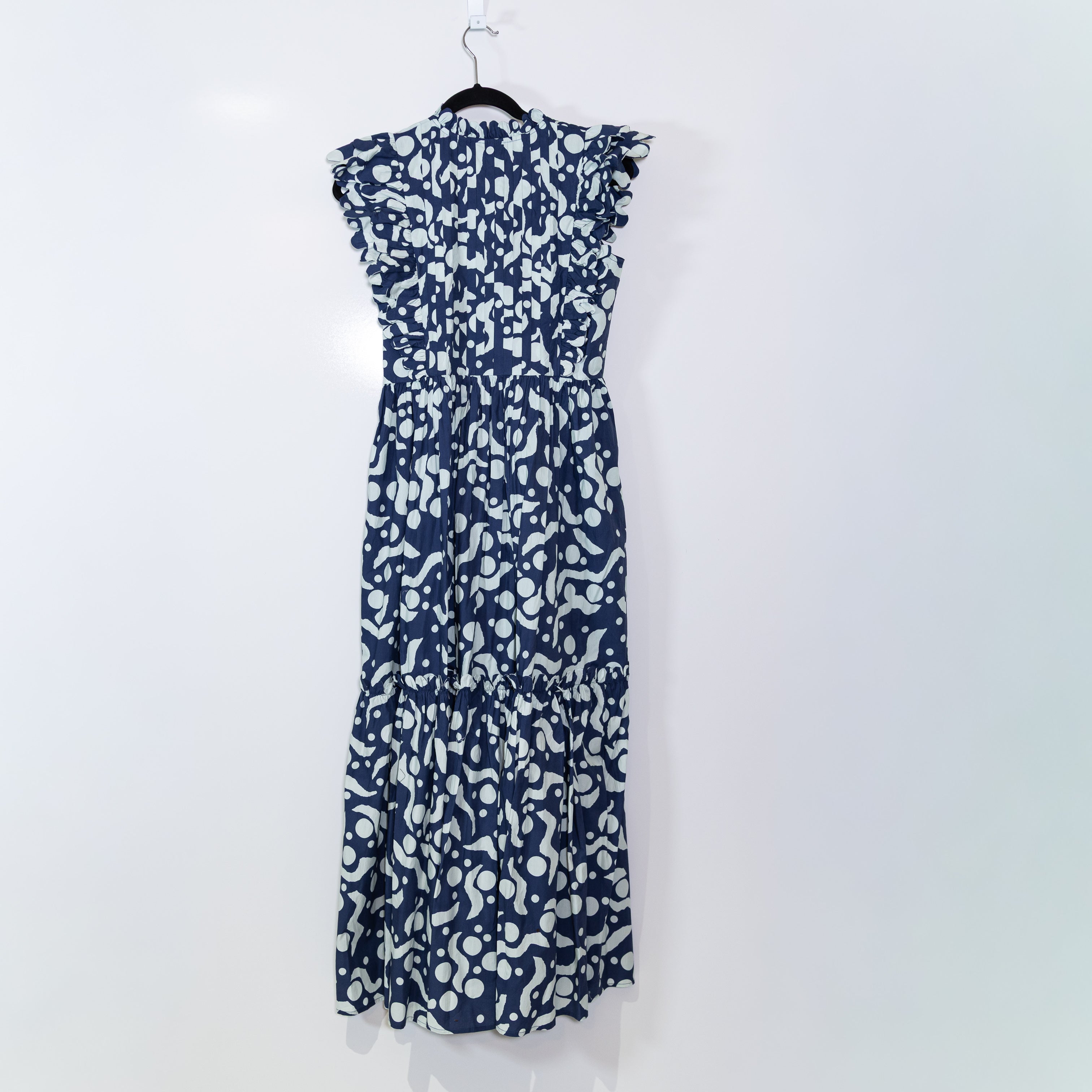 Oliphant Women's Scallop Pintuck Cotton Tiered Pullover Maxi Dress Acadia Navy