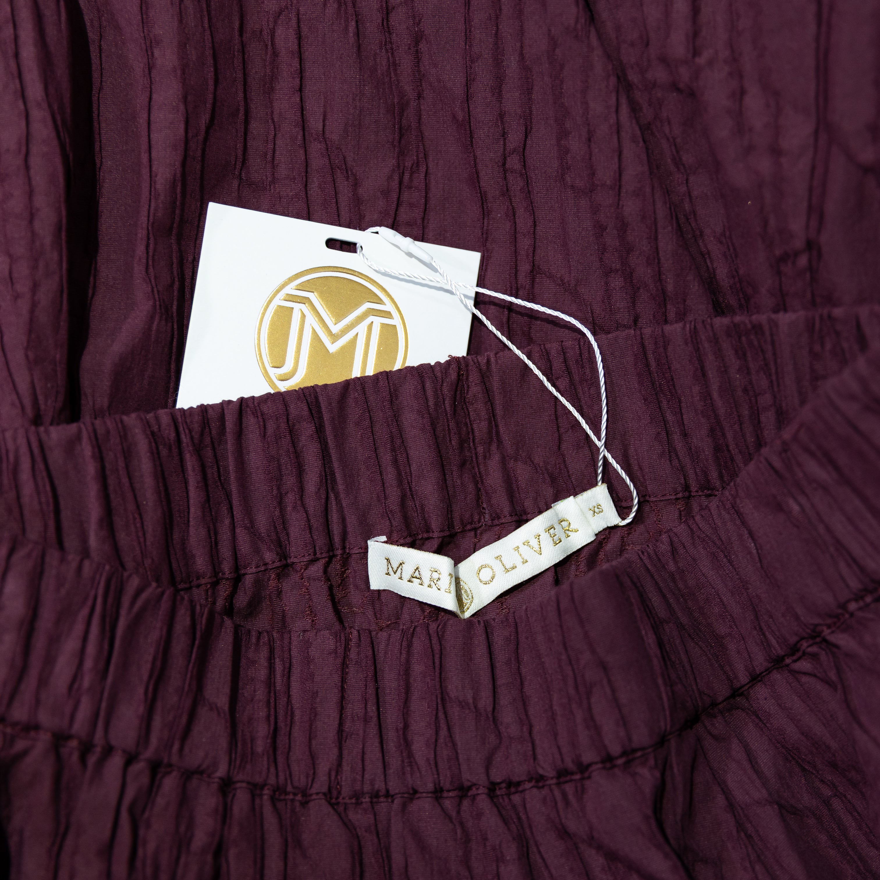 NEW Marie Oliver Sasha Pull On Stretch Waist A Line Midi Skirt Merlot XS