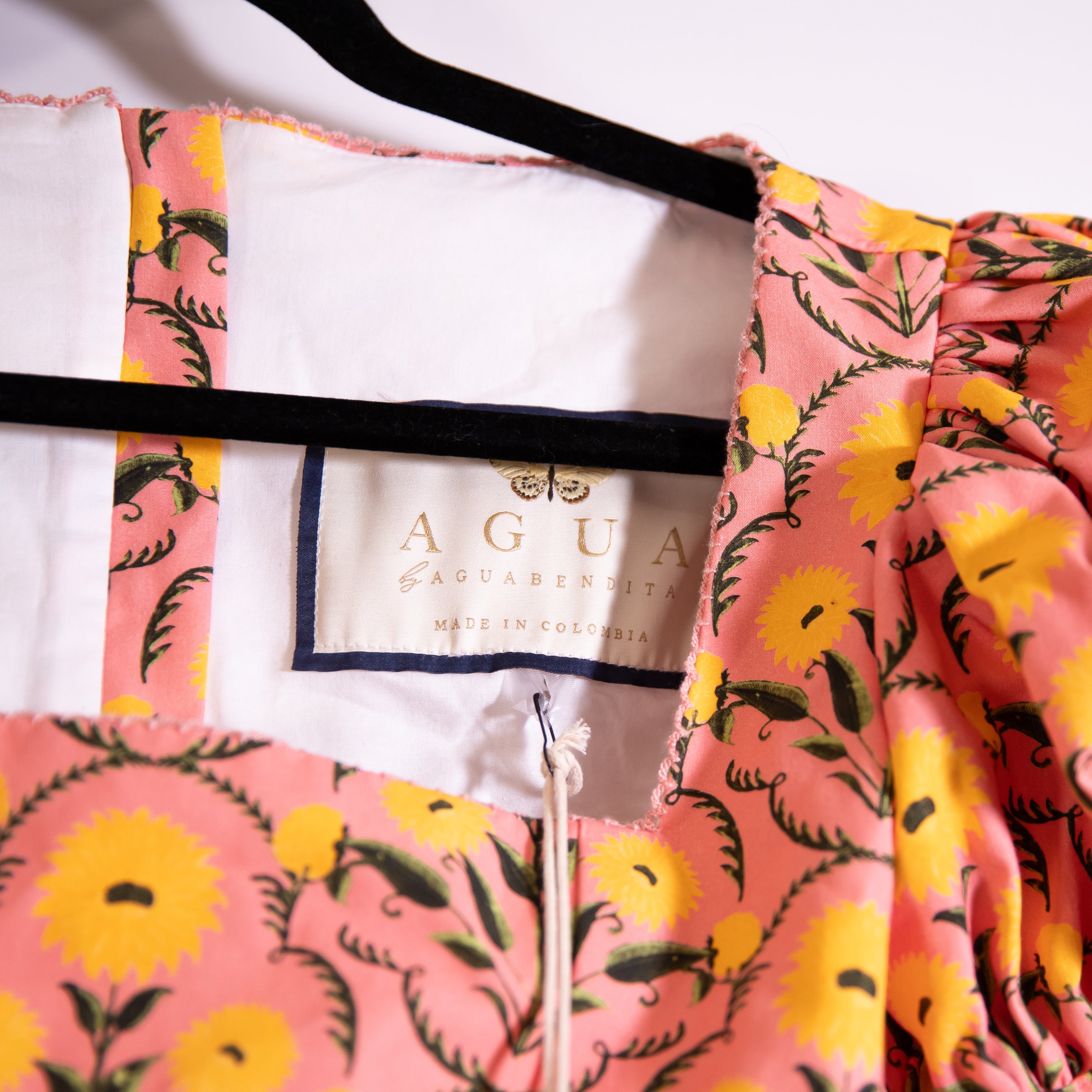 NEW Agua Bendita Bambu Agua Cotton Poplin Puff Sleeve Crop Top Blouse Multicolor