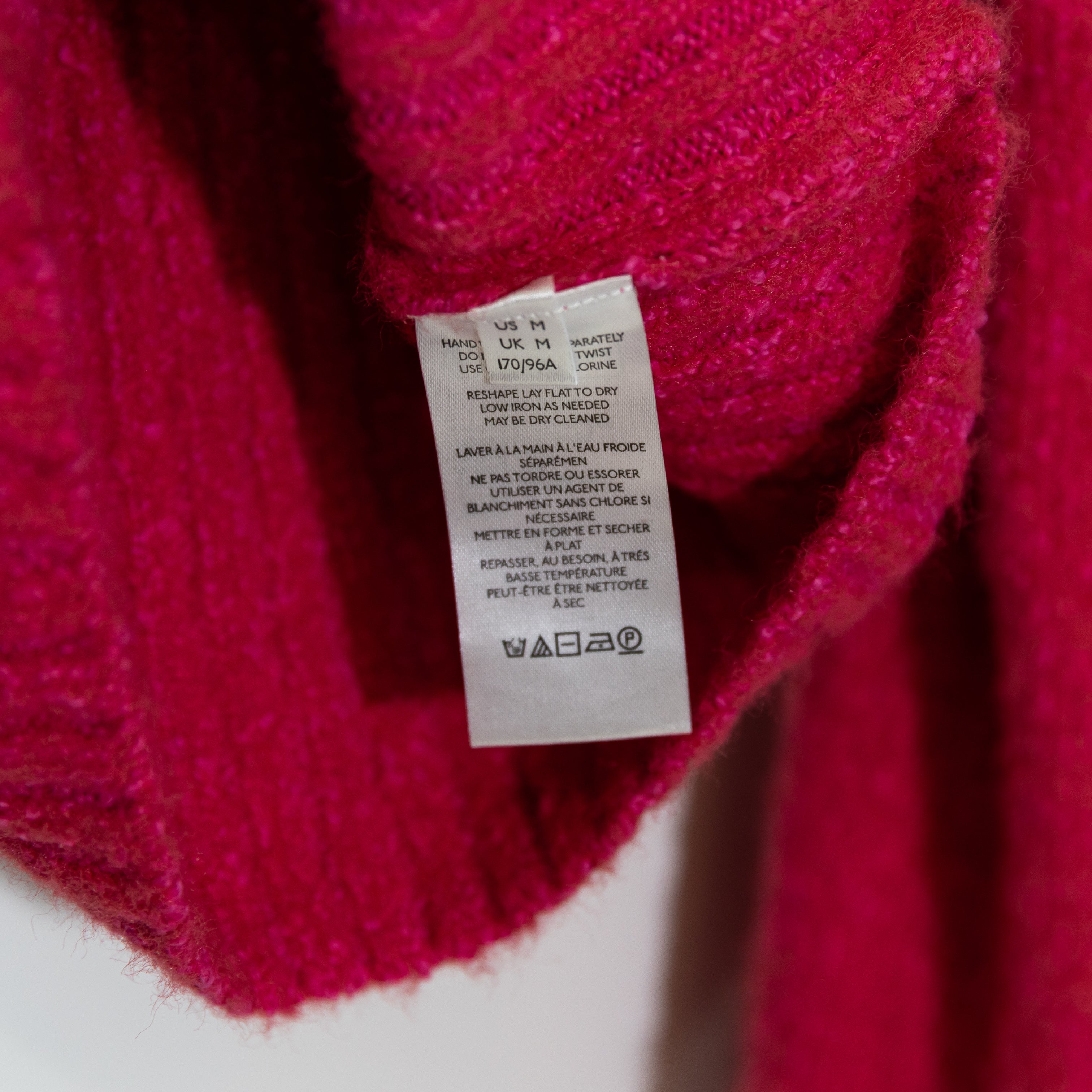 Free People Katie Ribbed Knit Brushed Puff Long Sleeves Pullover Sweater Magenta