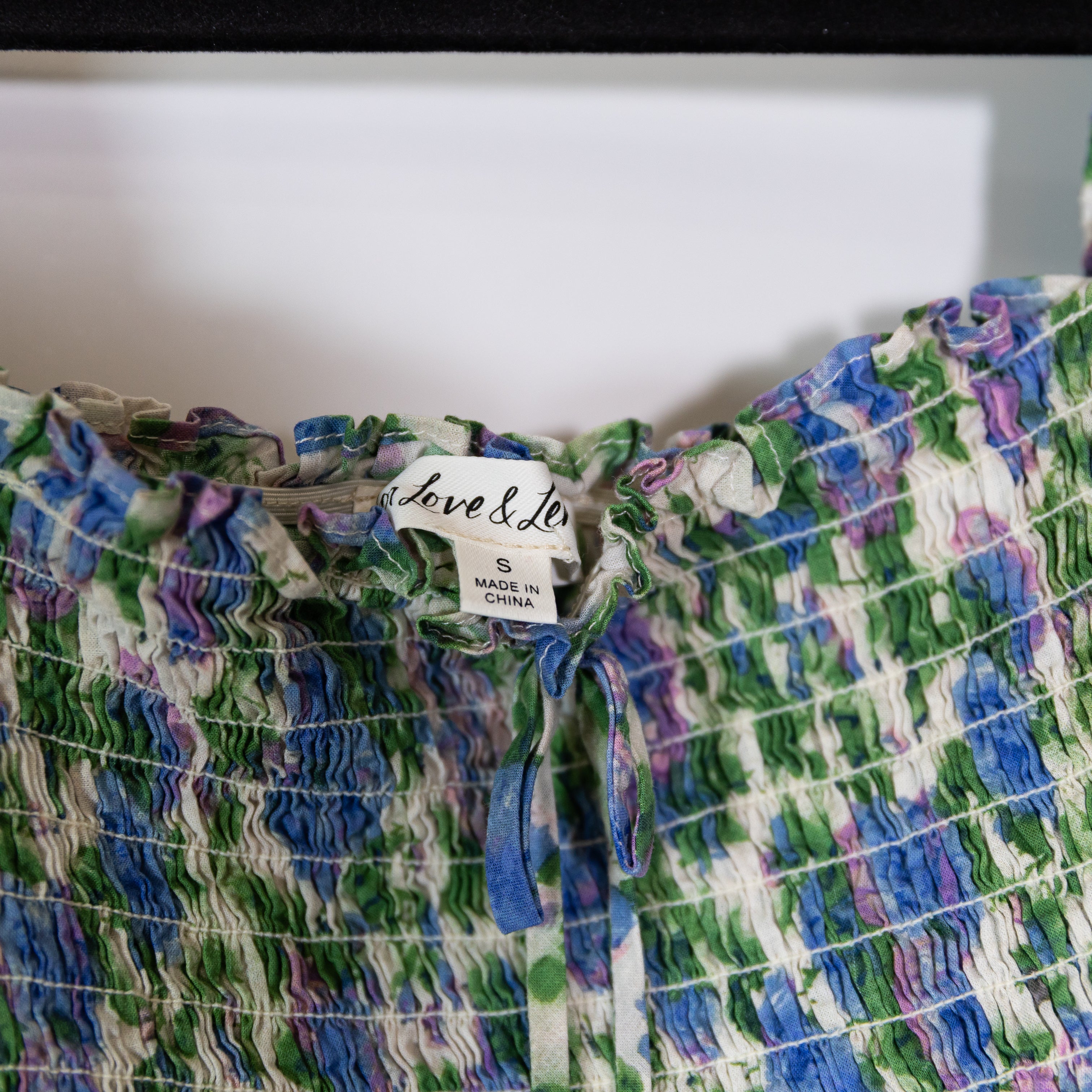 For Love And Lemons Bridget Smocked Bodice Crop Top Wisteria Floral Blouse Small