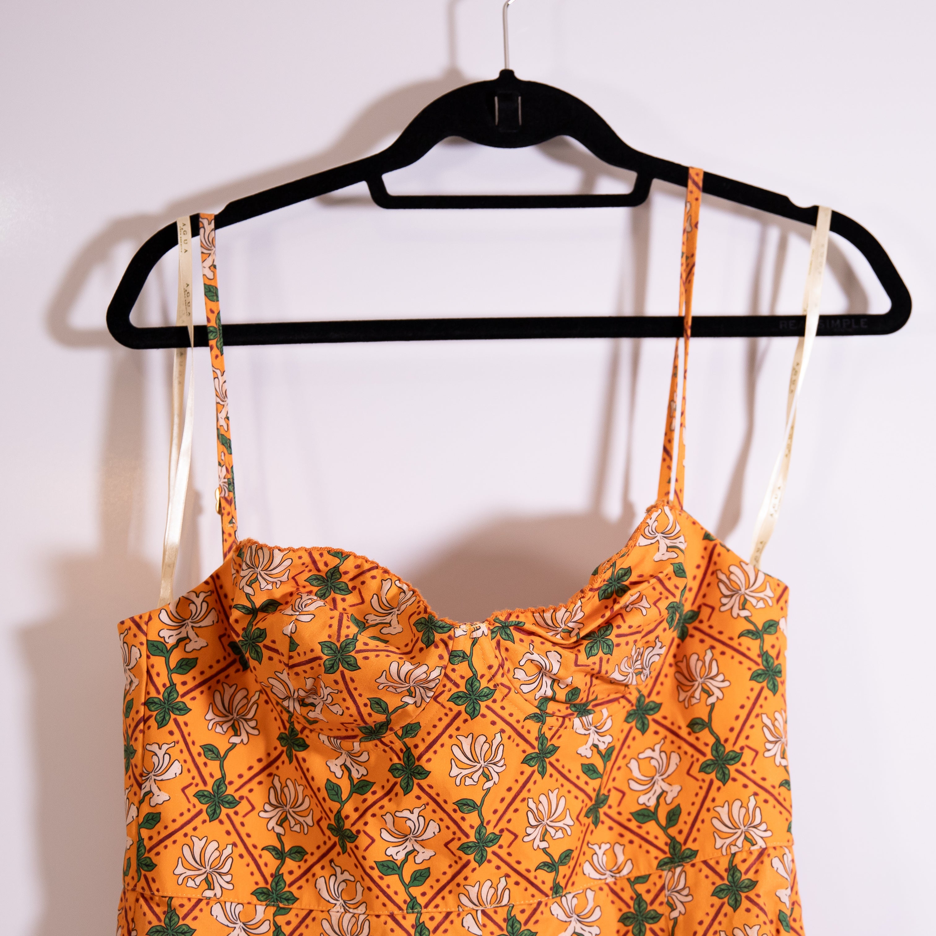 NEW Agua Bendita Mambo Cotton Poplin Multi Color Print Midi Dress Orange Multi L