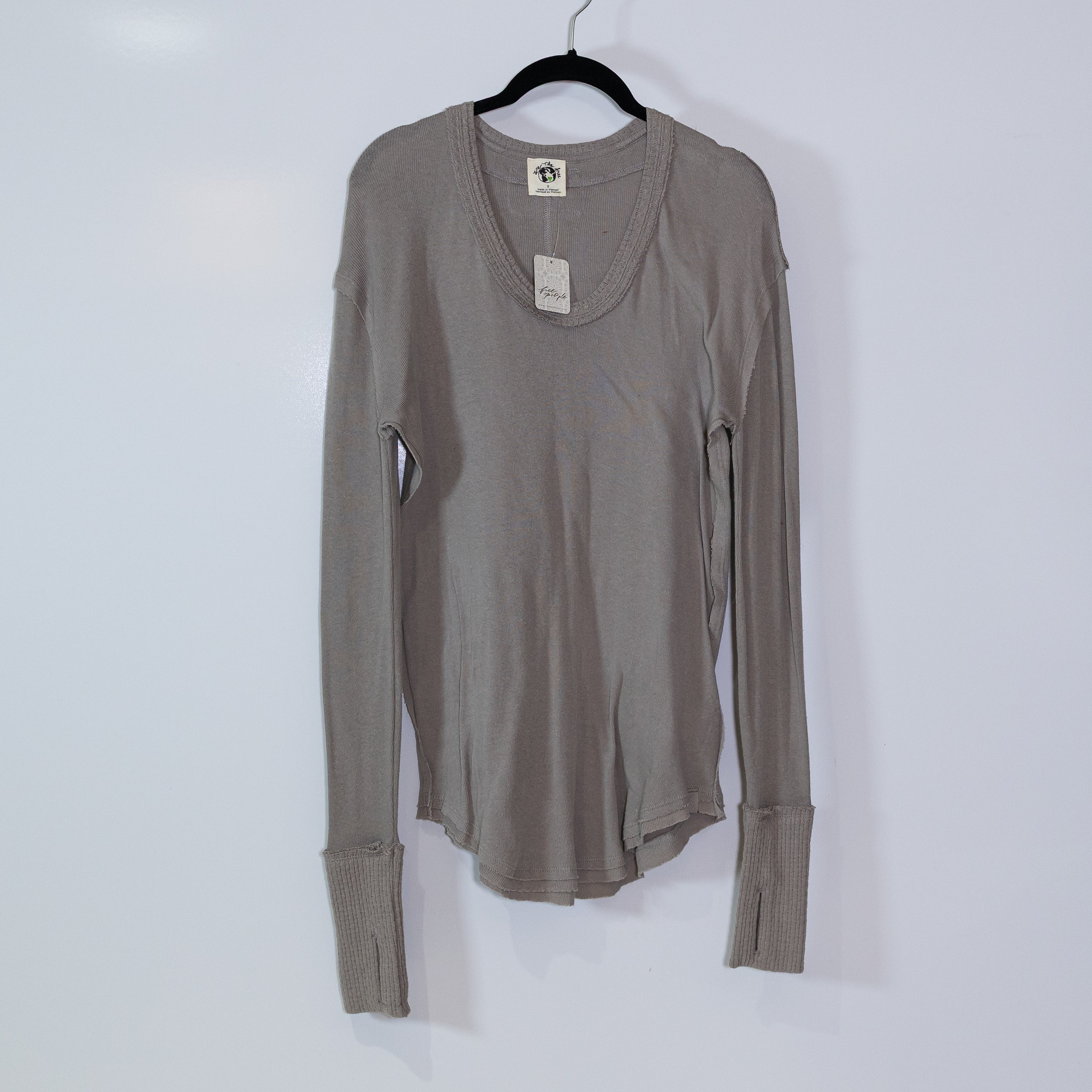 NEW Free People Colby Cotton Blend Scoop Neck Long Sleeve Pullover Sweater Small