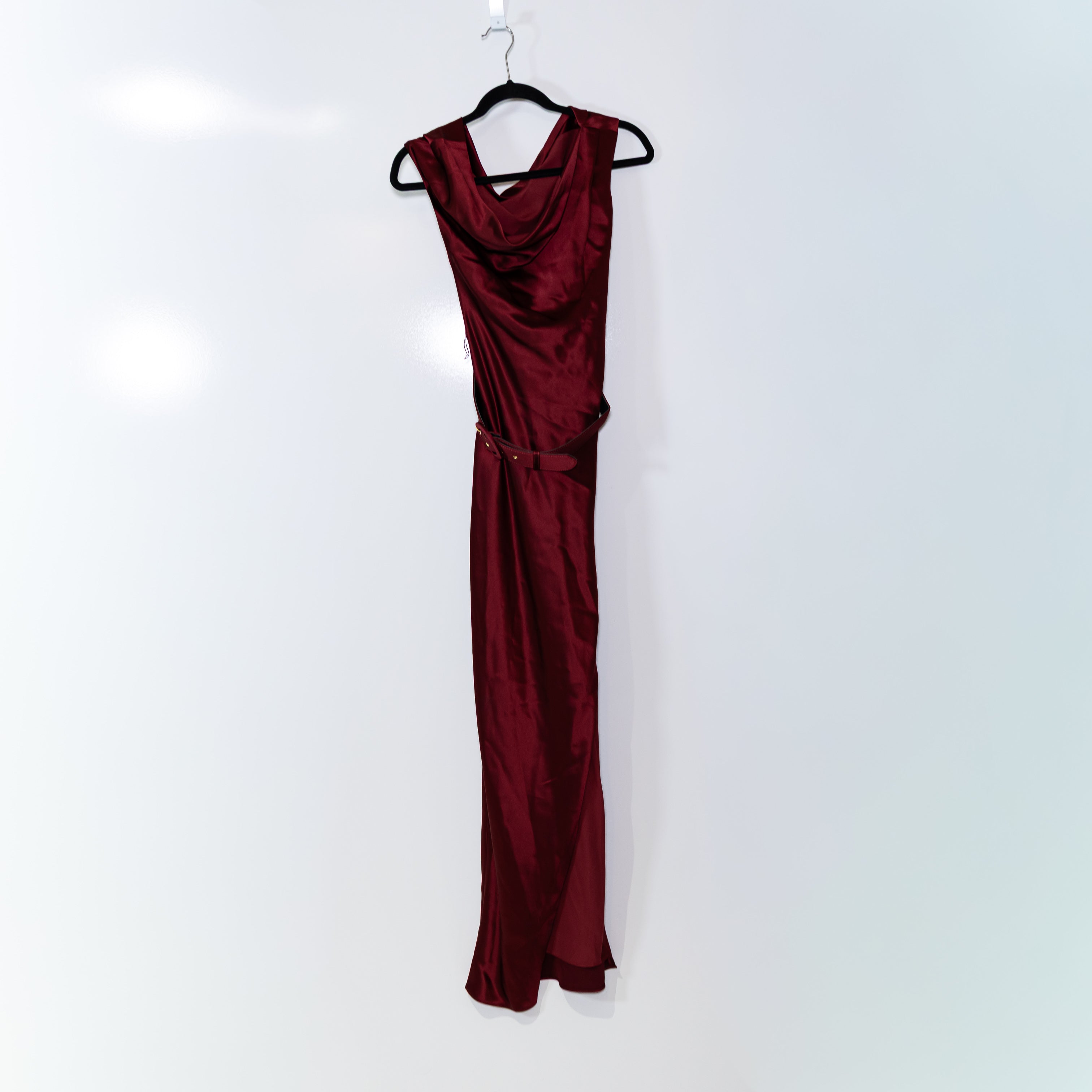 Nicholas Eartha Off The Shoulder Belted Evening Cocktail Party Dress Plum Red 4