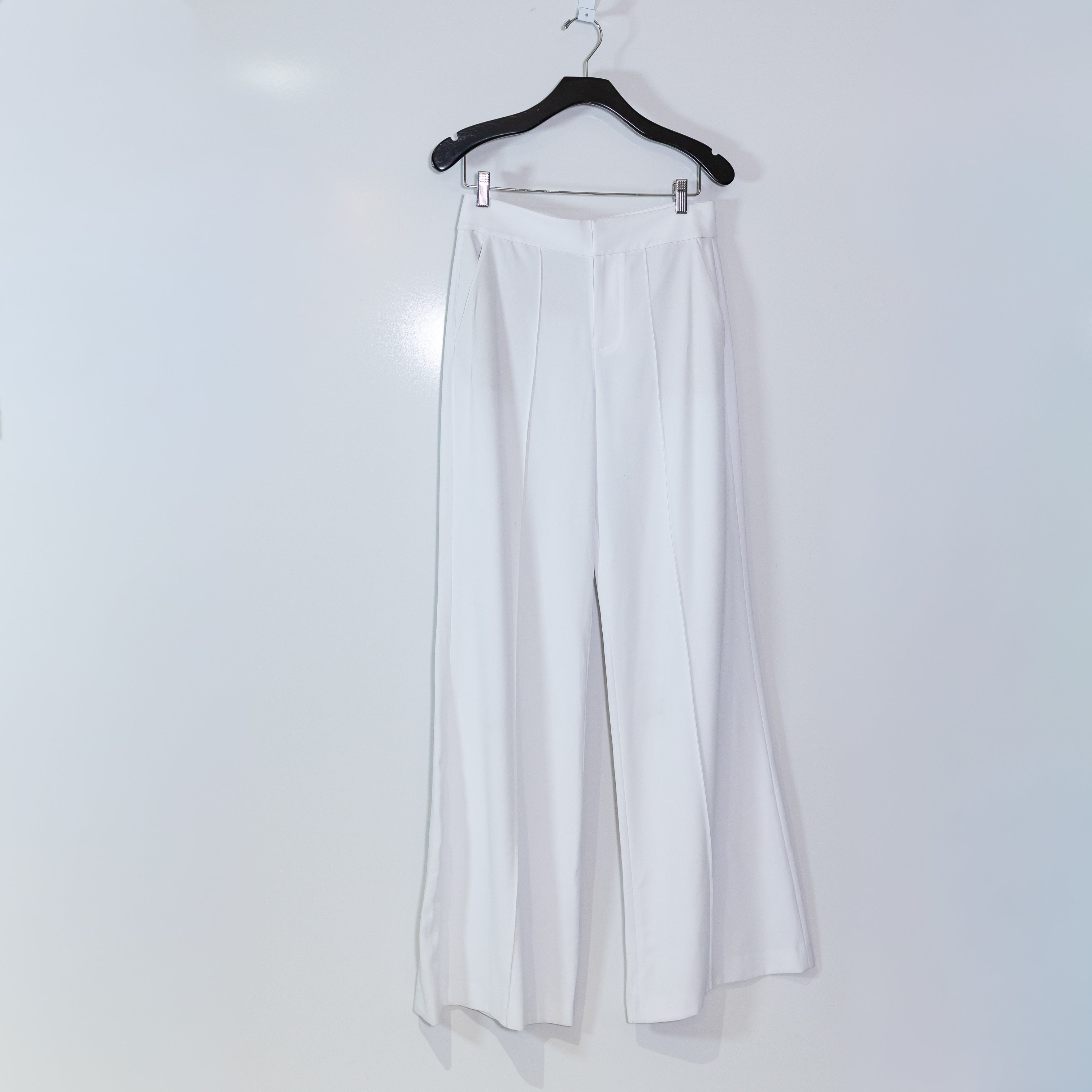 NEW Alice And Olivia Dylan High Rise Pleated Trouser Wide Leg Pants White 6