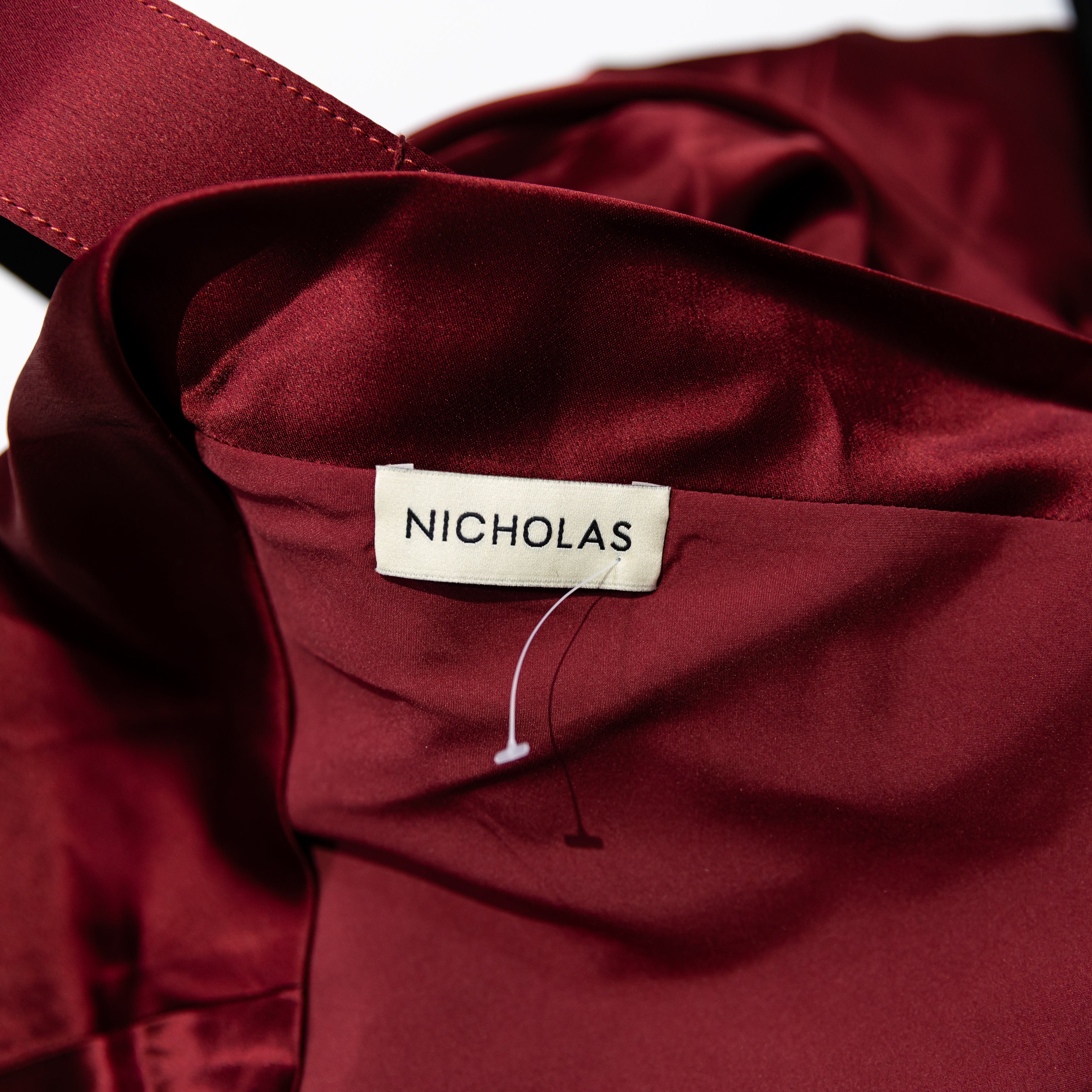 Nicholas Eartha Off The Shoulder Belted Evening Cocktail Party Dress Plum Red 4