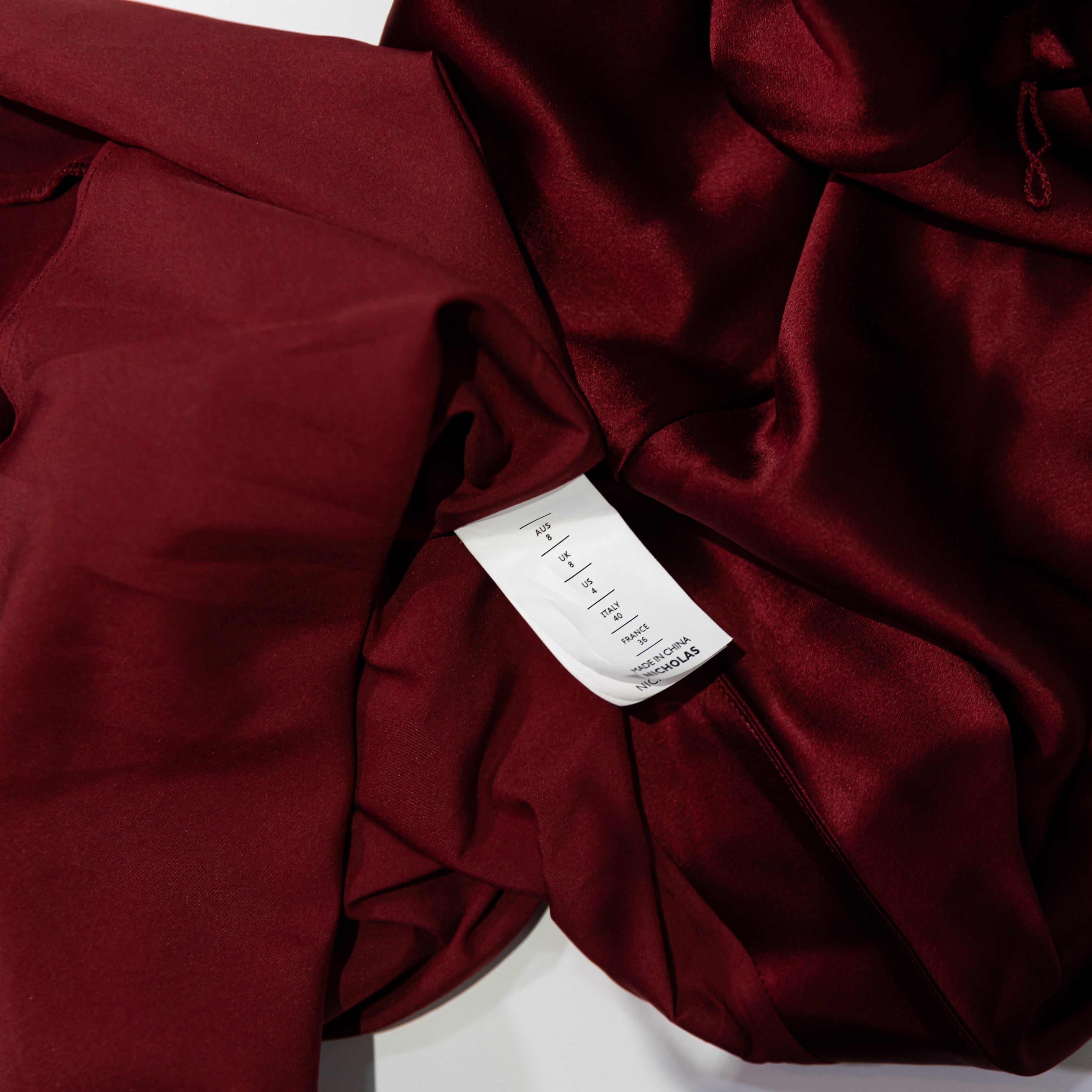 Nicholas Eartha Off The Shoulder Belted Evening Cocktail Party Dress Plum Red 4