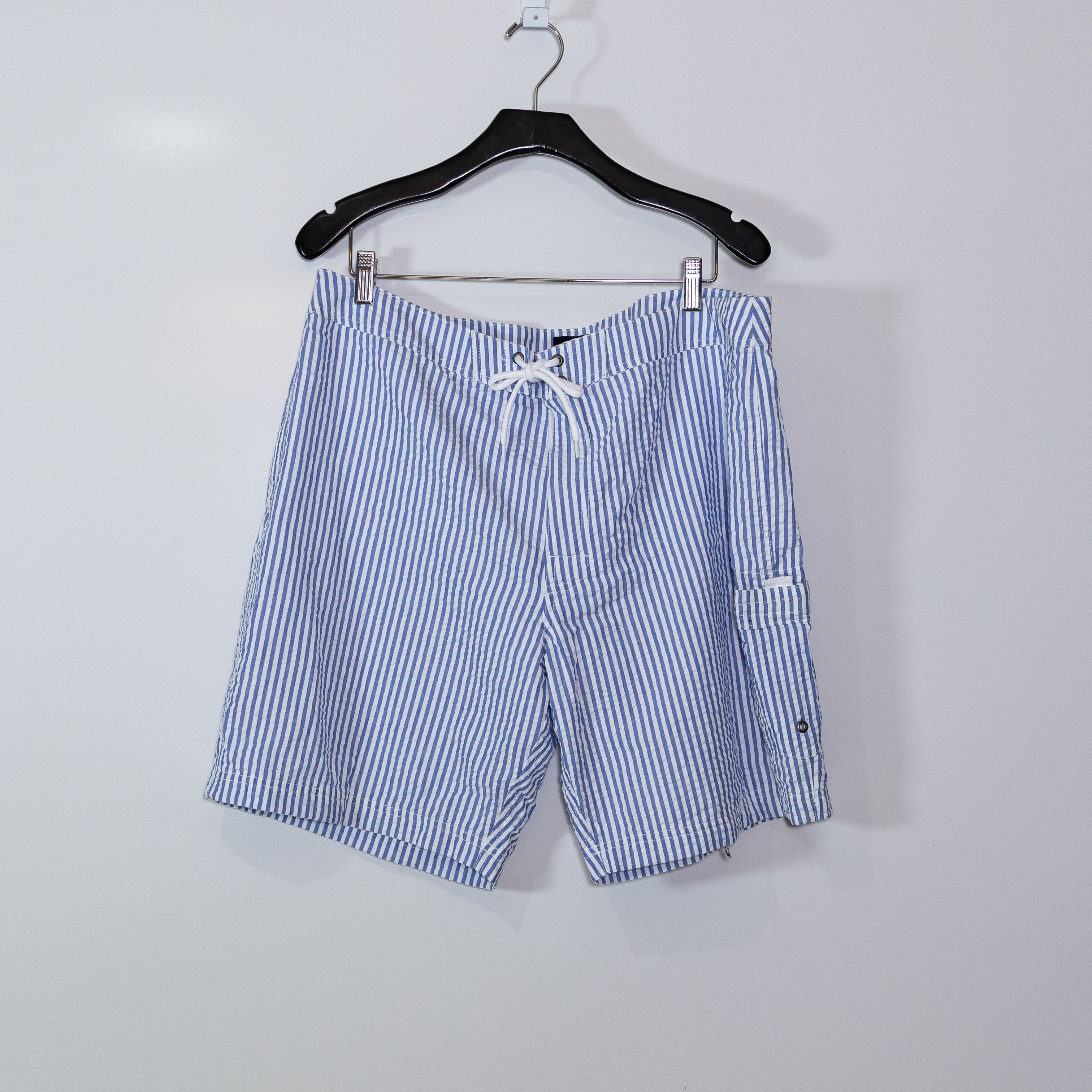 NEW J By J. Crew Men's 9" Seersucker Bathing Suit Board Short Sail Blue White 38