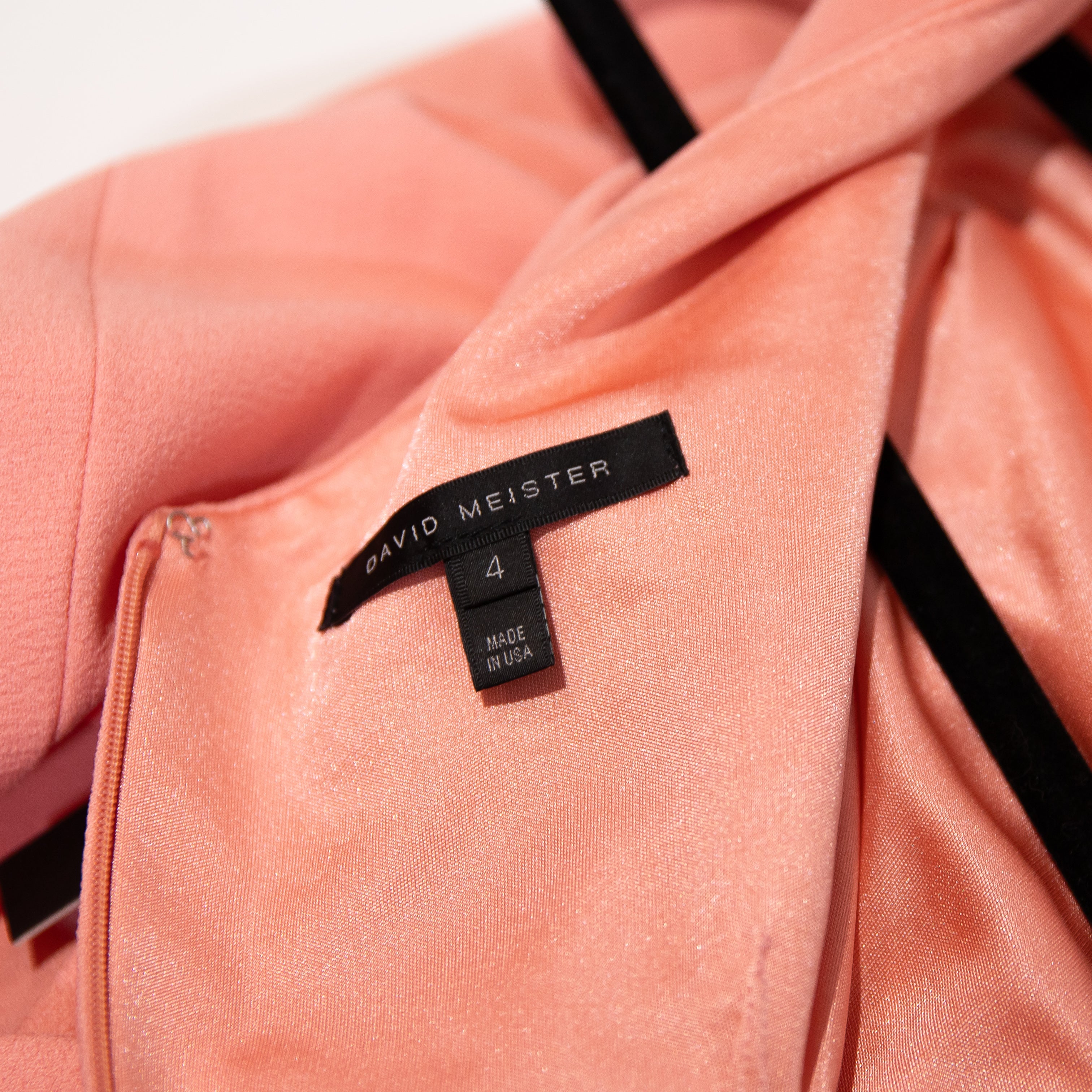 NEW David Meister Crepe Draped Ruched One Shoulder Crystal Jewel Dress Sorbet 4