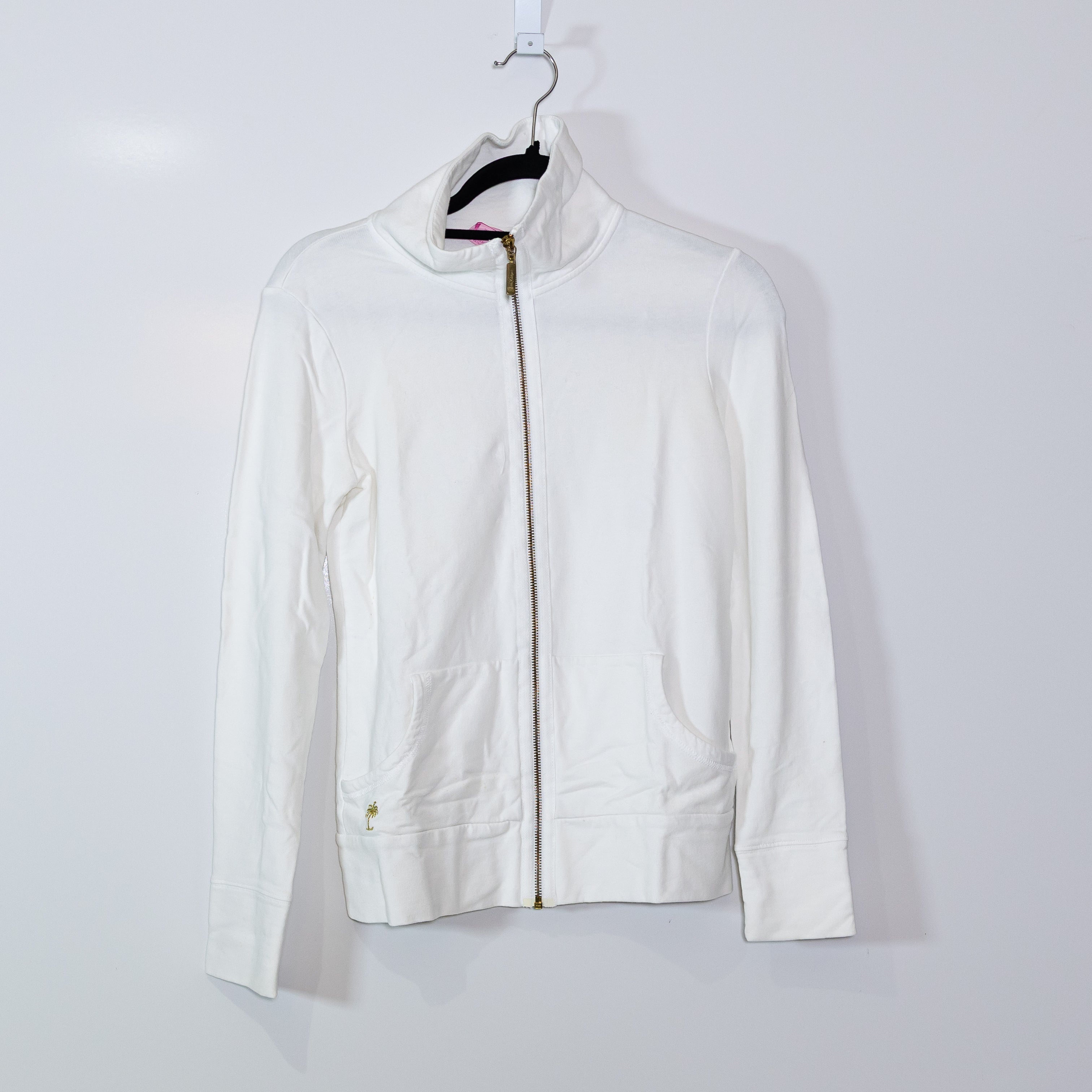 Lilly Pulitzer Women's Cotton Stretch Knit Full Zip Jacket Solid White XS