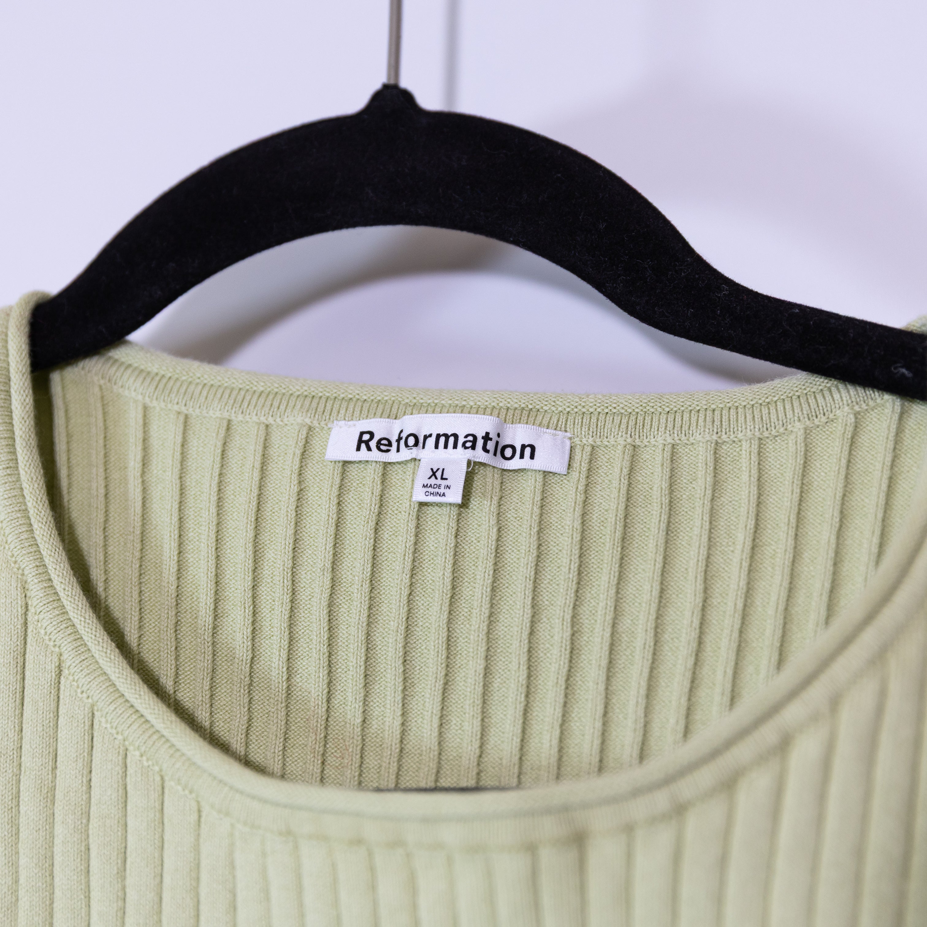 Reformation Carlotta Organic Cotton Blend Ribbed Knit Stretch Sleeveless Sweater