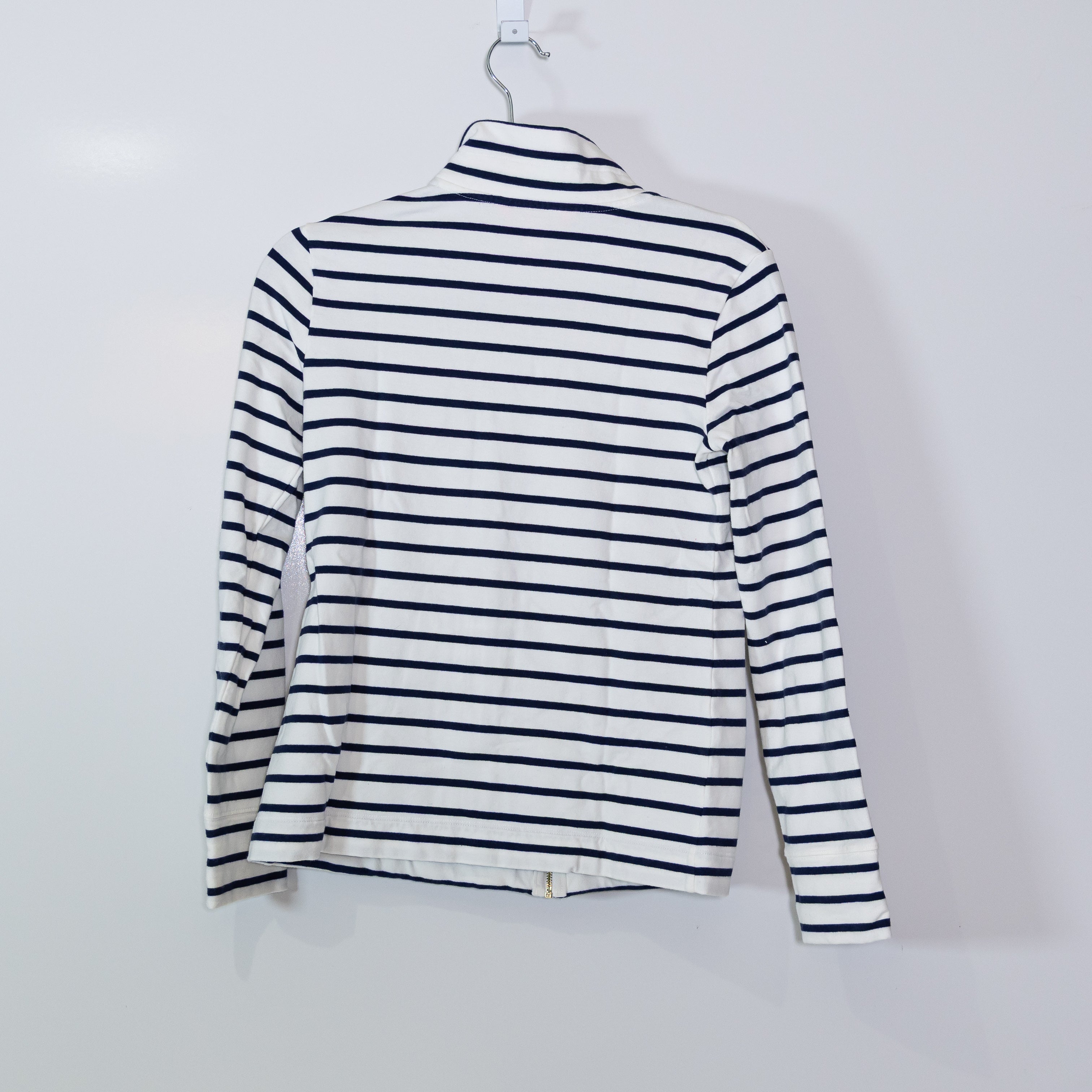 Lilly Pulitzer Women's Cotton Stretch Knit Full Zip Jacket Blue White XS