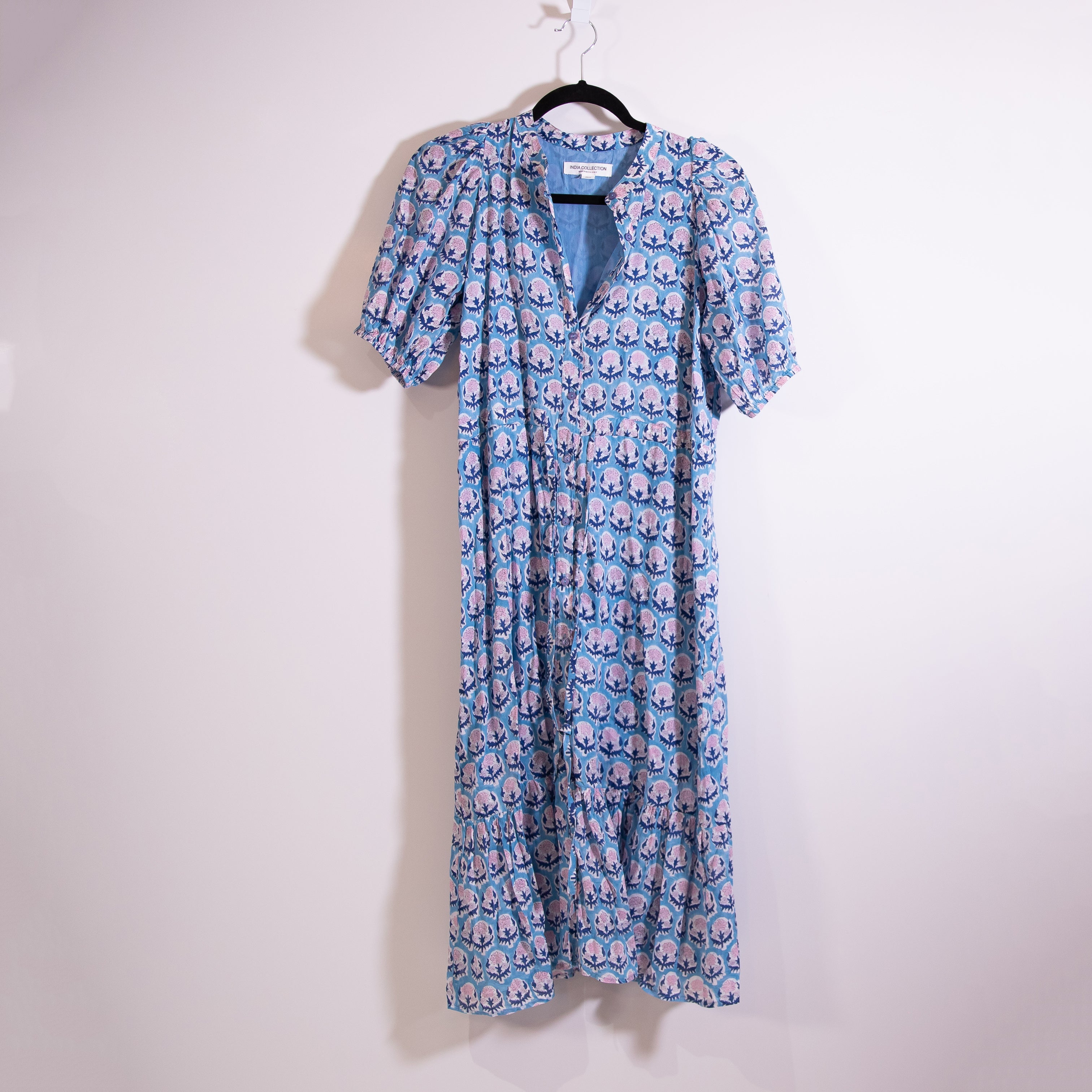 Emerson Fry India Collection Organic Cotton Friday Flowers Blue Pink Maxi Dress