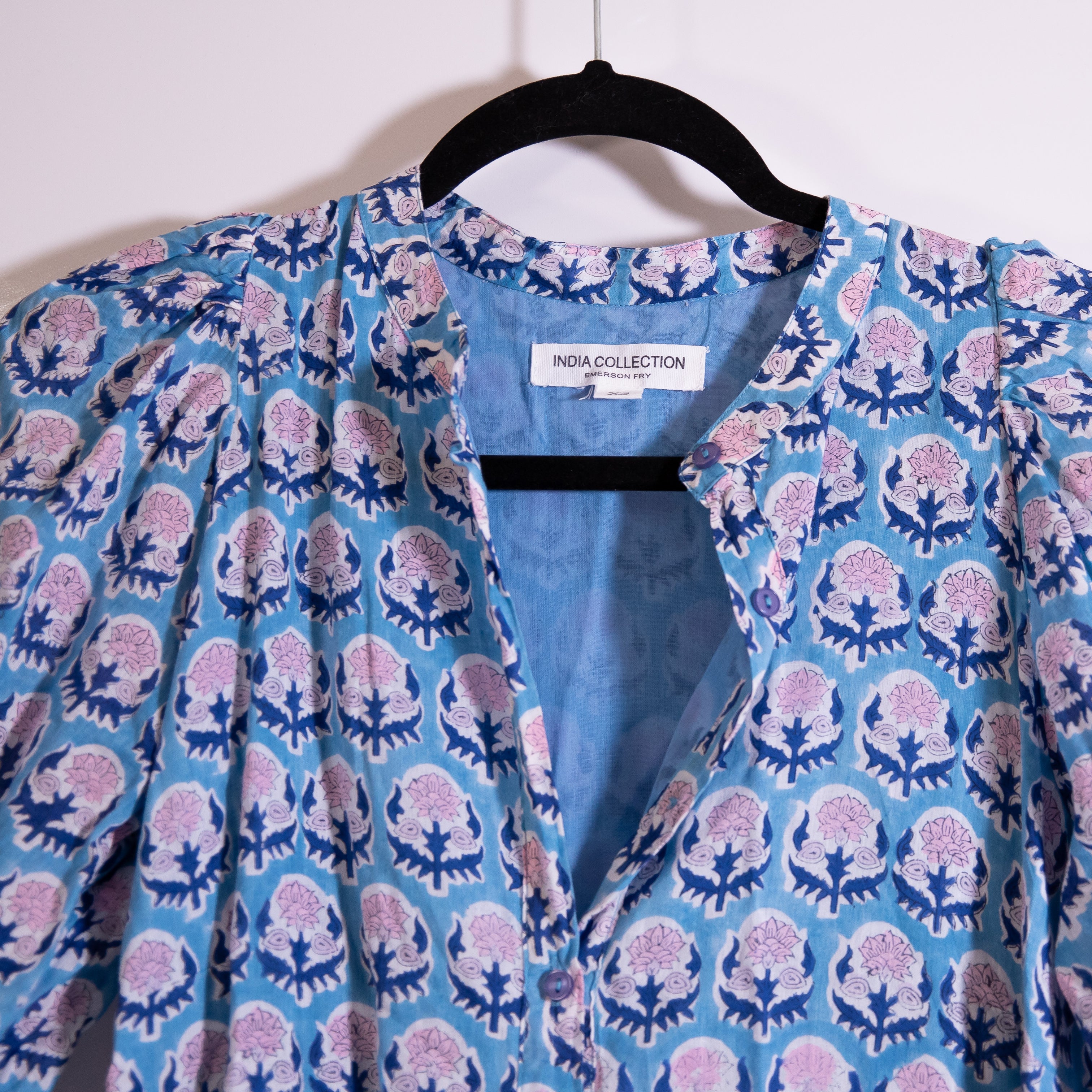 Emerson Fry India Collection Organic Cotton Friday Flowers Blue Pink Maxi Dress