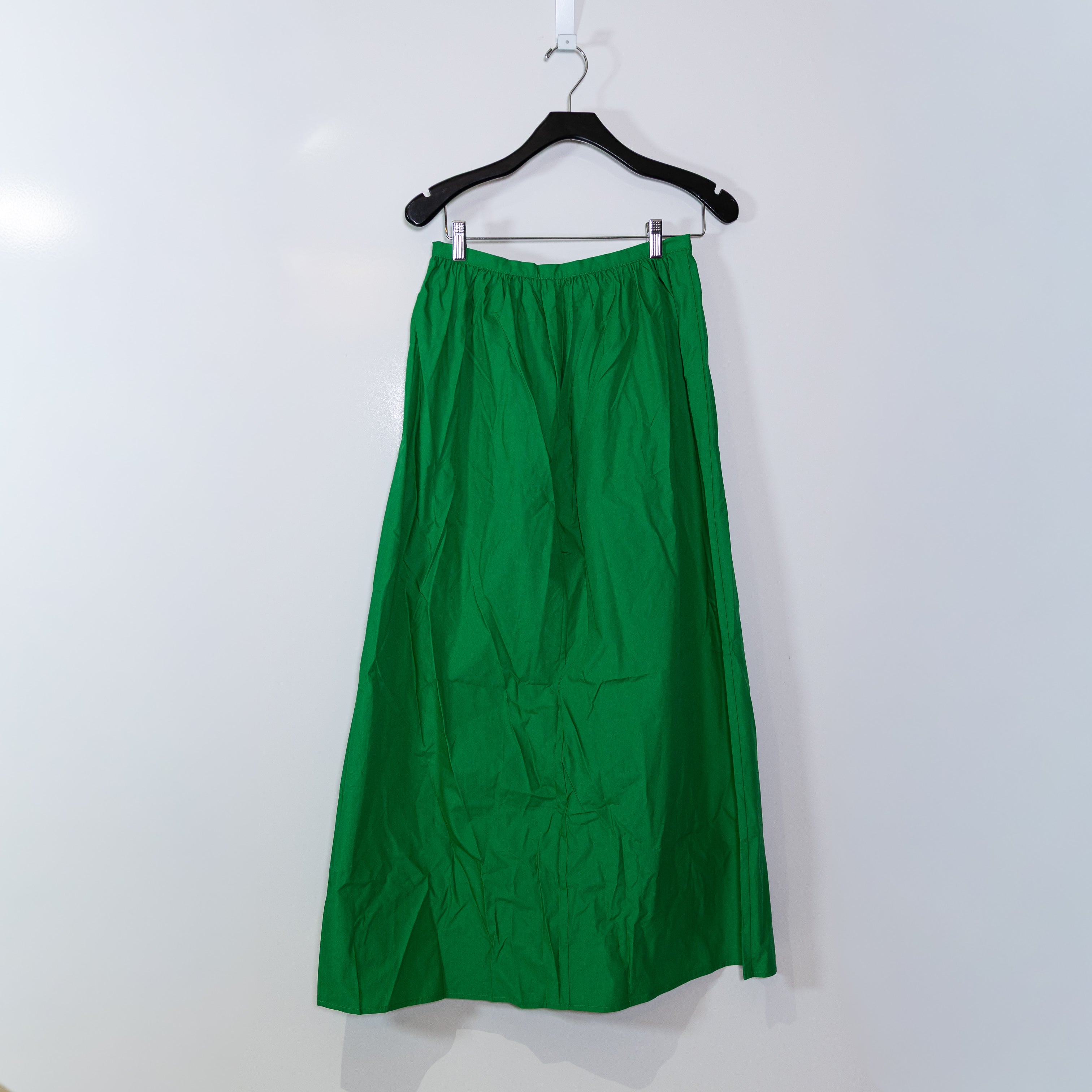 NEW MNG Mango Cotton Poplin Mid Rise A Line Midi Skirt Kelly Green Small