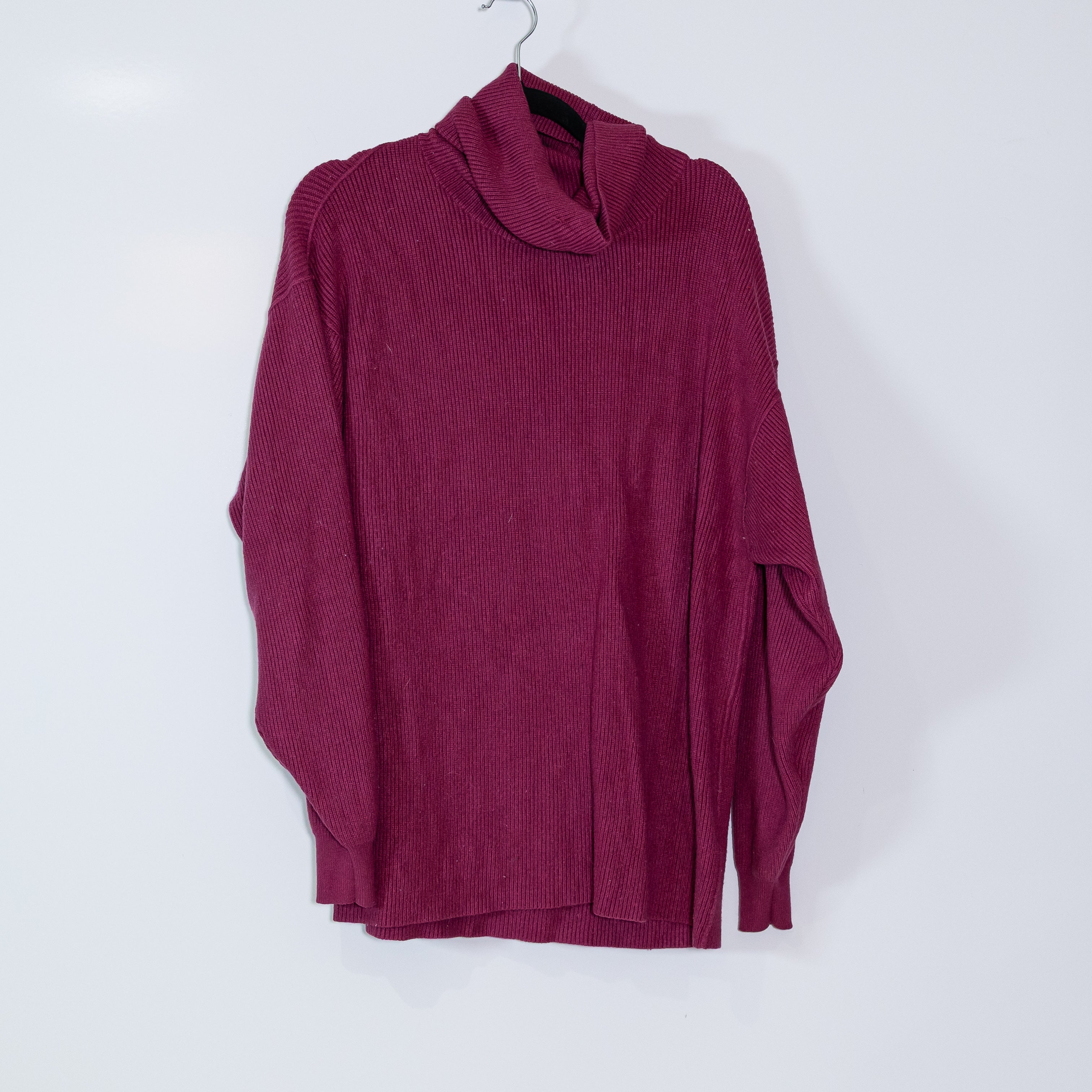 Free People Softly Structured Knit Stretch Turtleneck Pullover Sweater Purple S
