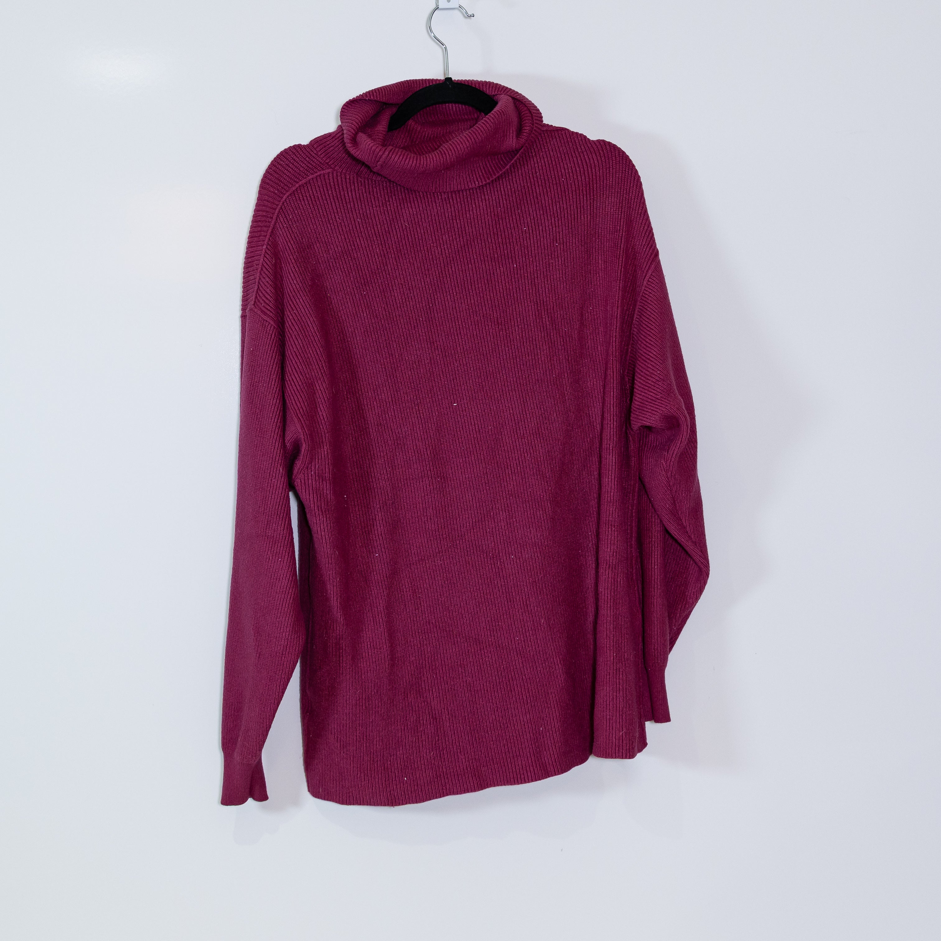 Free People Softly Structured Knit Stretch Turtleneck Pullover Sweater Purple S