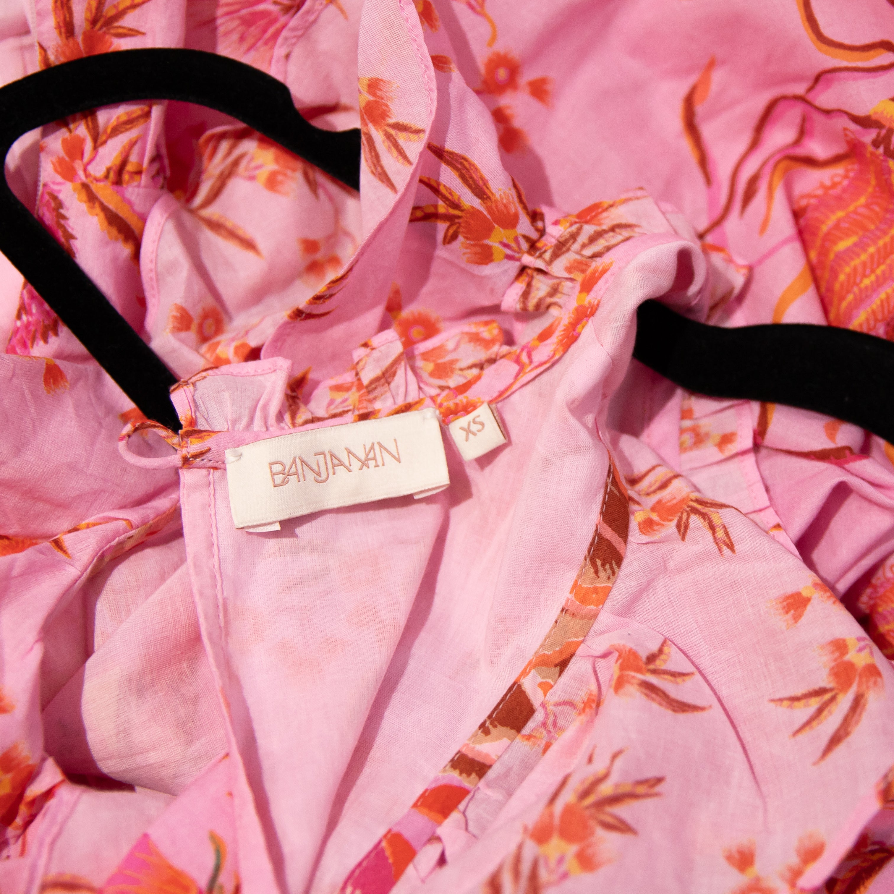 Banjanan Hannah Cotton Ruffle Tiered Pullover Maxi Dress Botany Pink Mist XS