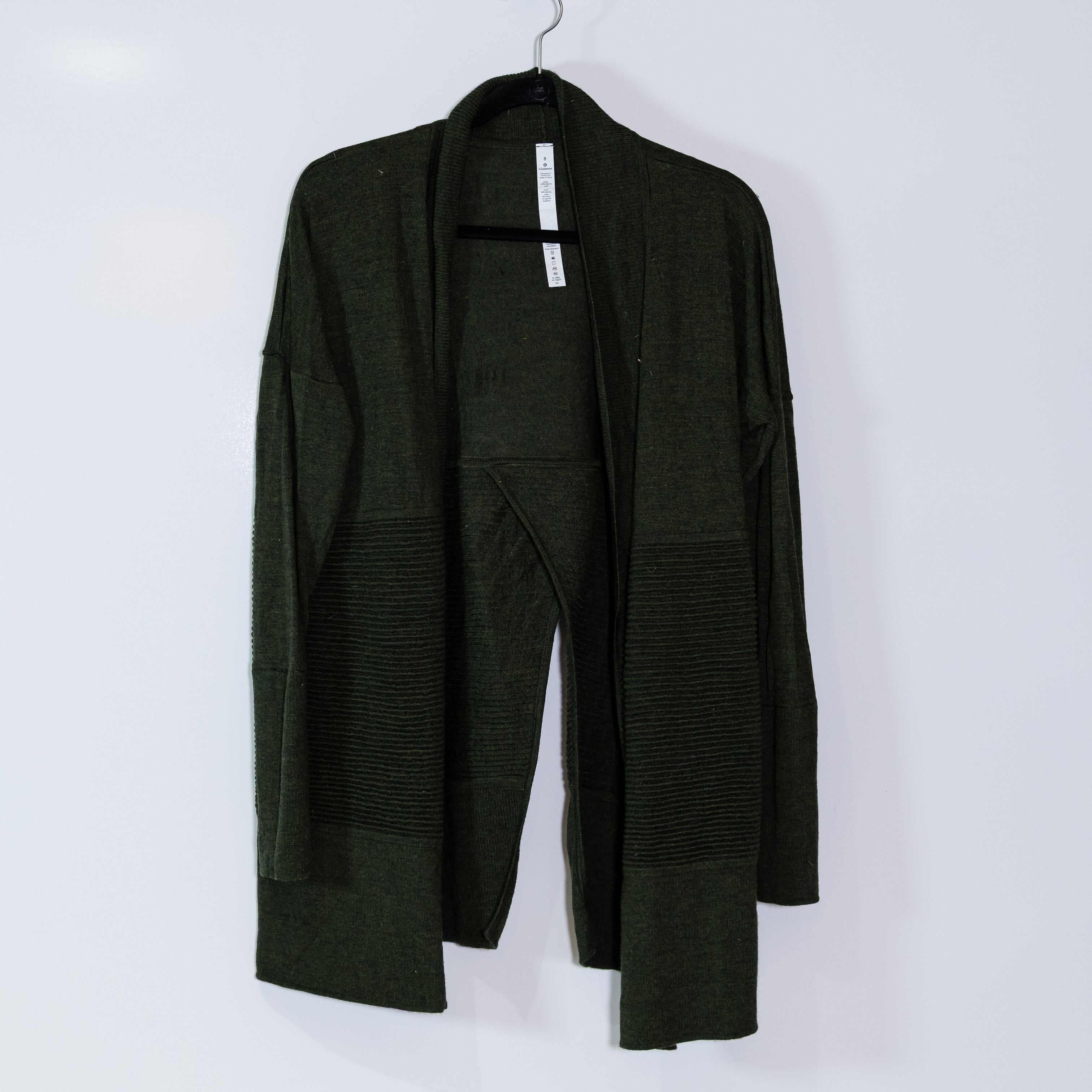 Lululemon Women's Sit In Lotus Merino Wool Knit Open Front Cardigan Sweater