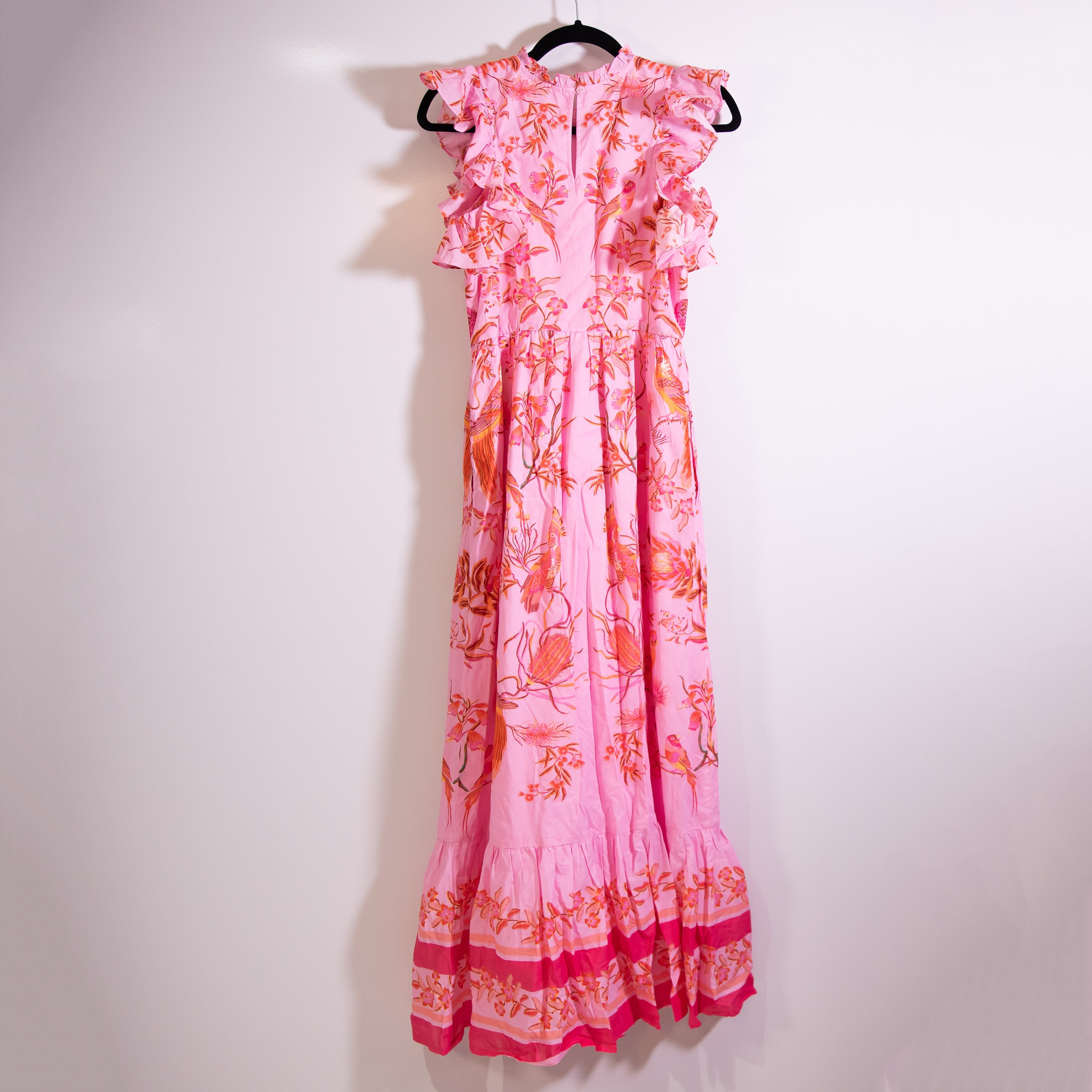 Banjanan Hannah Cotton Ruffle Tiered Pullover Maxi Dress Botany Pink Mist XS