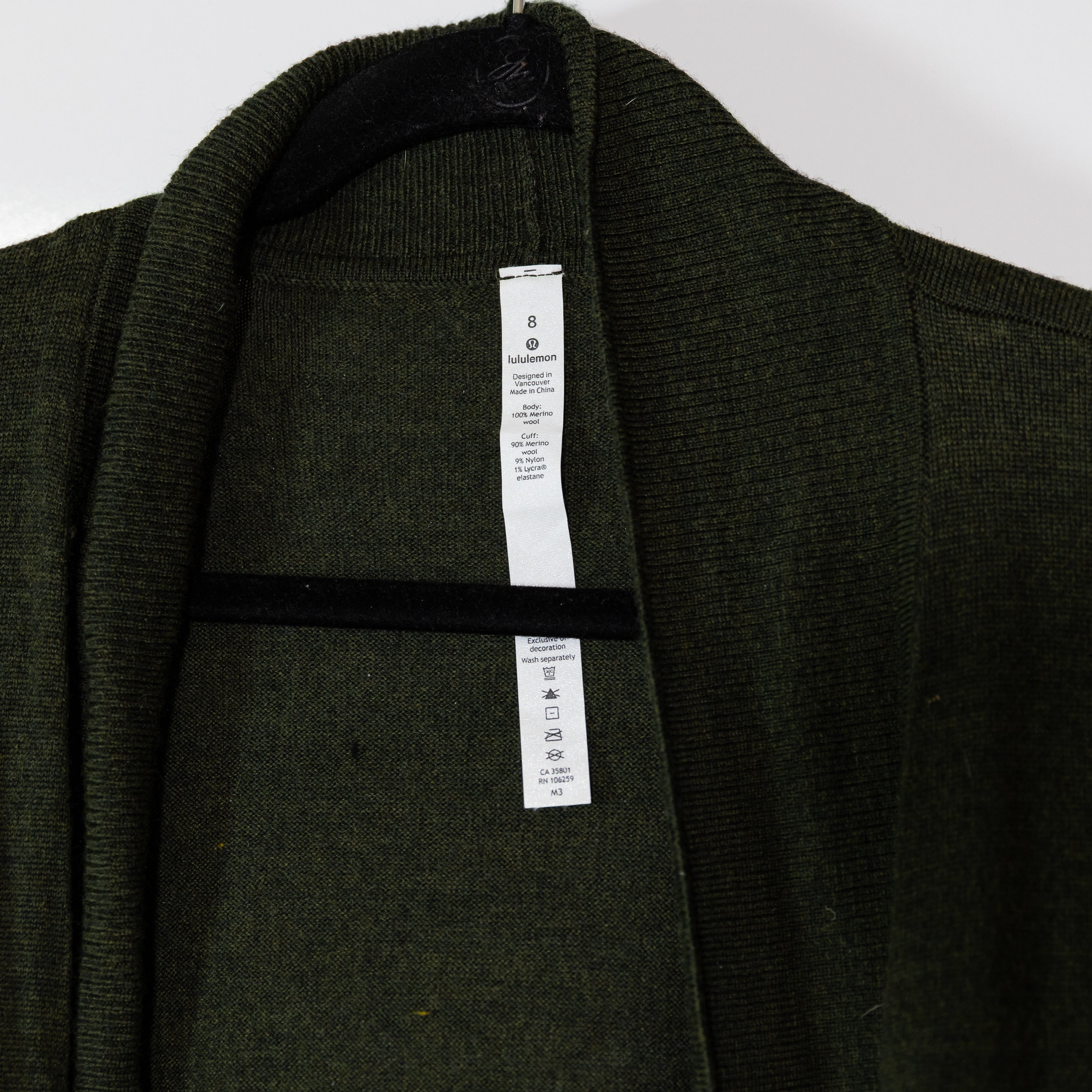 Lululemon Women's Sit In Lotus Merino Wool Knit Open Front Cardigan Sweater