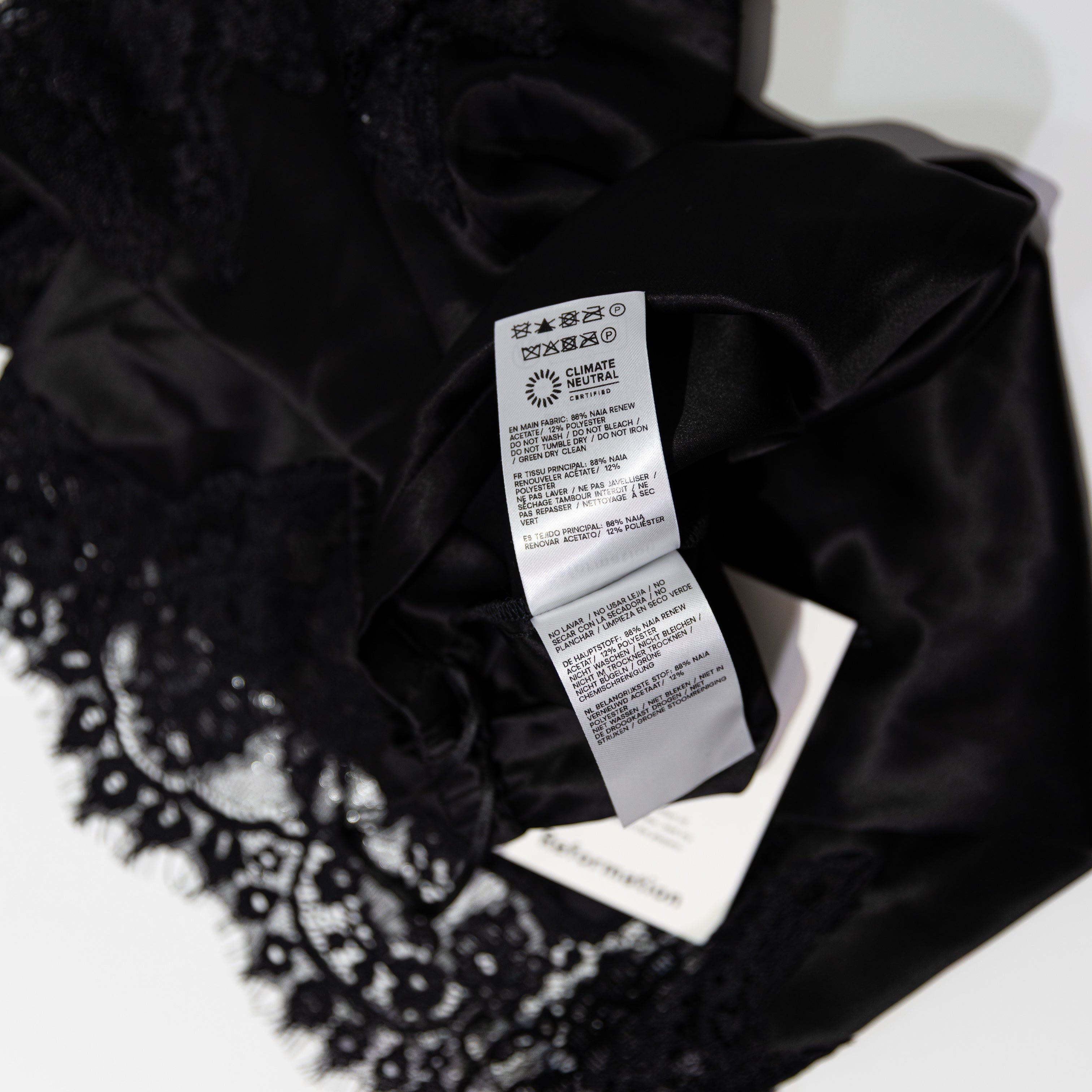 NEW Reformation Fern Satin Lace Trim Pull On Mini Shorts Black Small