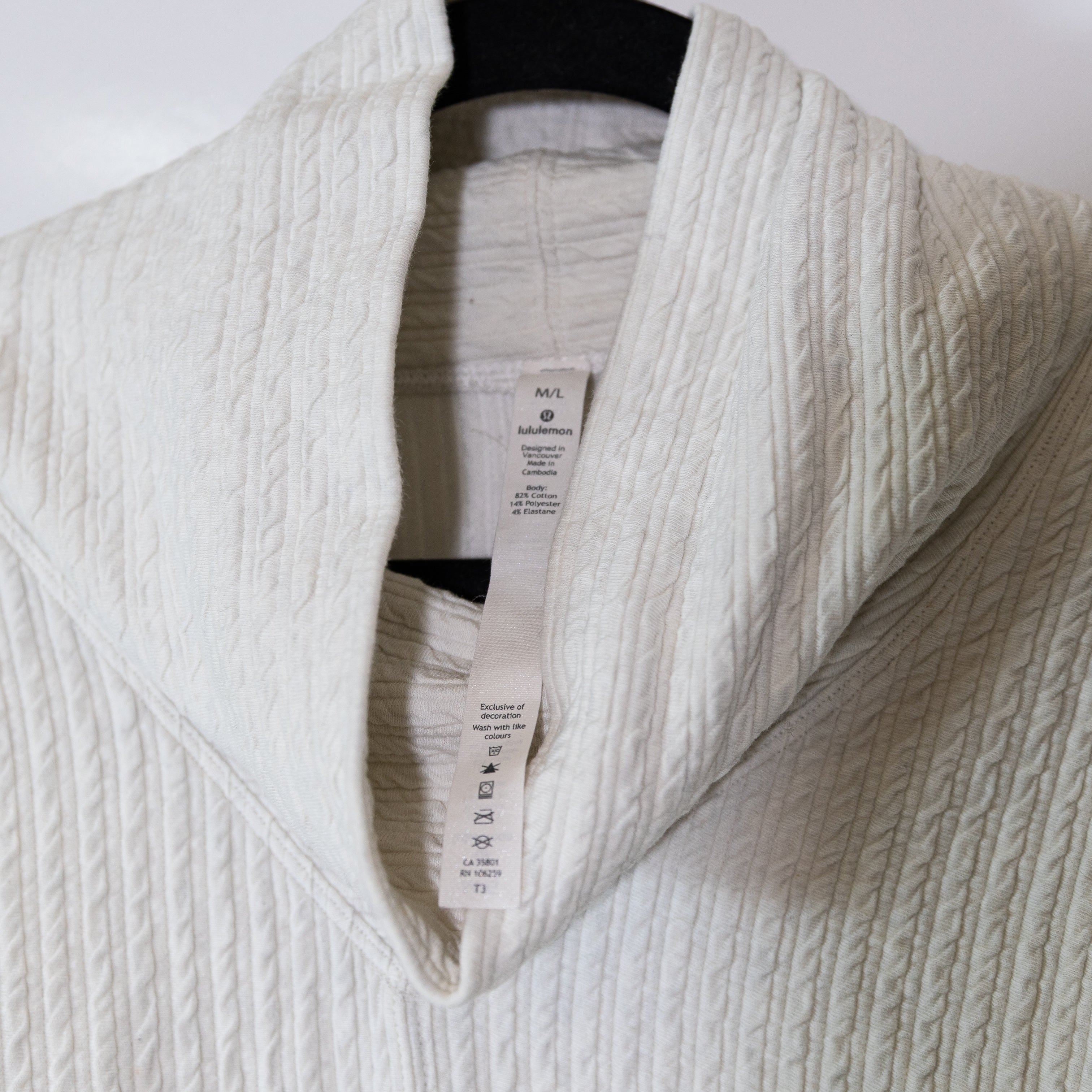 Lululemon Women's Retreat Yourself Textured Knit Pullover Hoodie Sweater Ivory