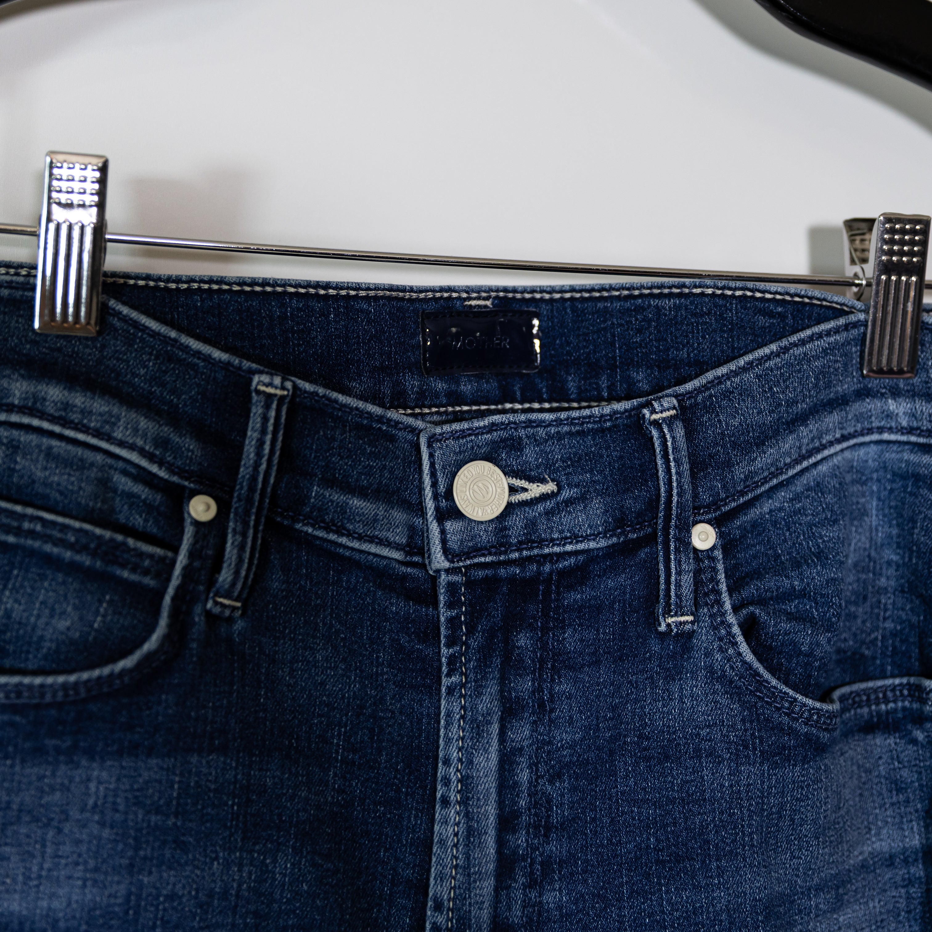 Mother Denim The Mid Rise Dazzler Ankle Crop Cotton Stretch Nothing Between Us