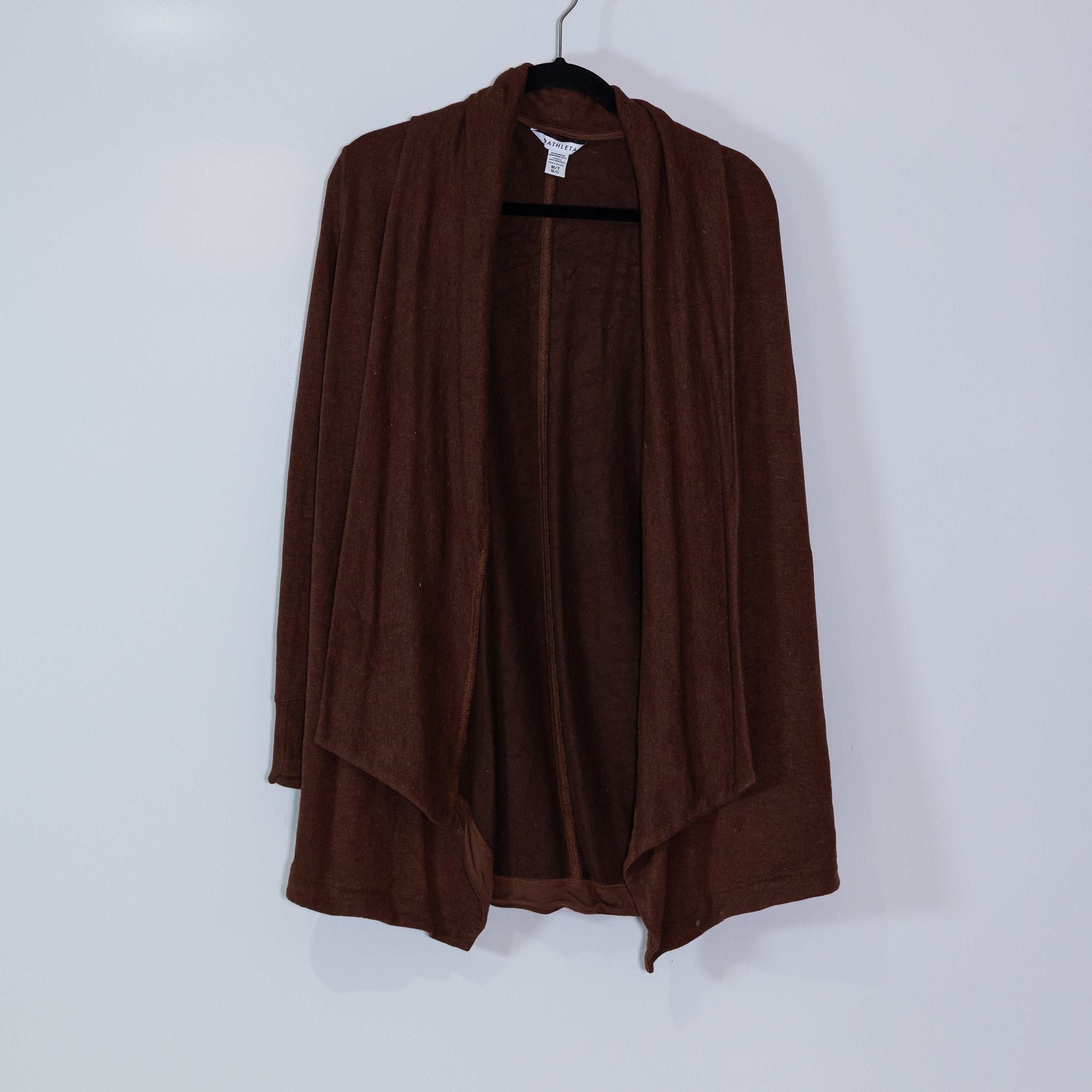 Athleta Women's Pranayama Restore Wrap Nirvana Fabric Cardigan Sweater Brown M