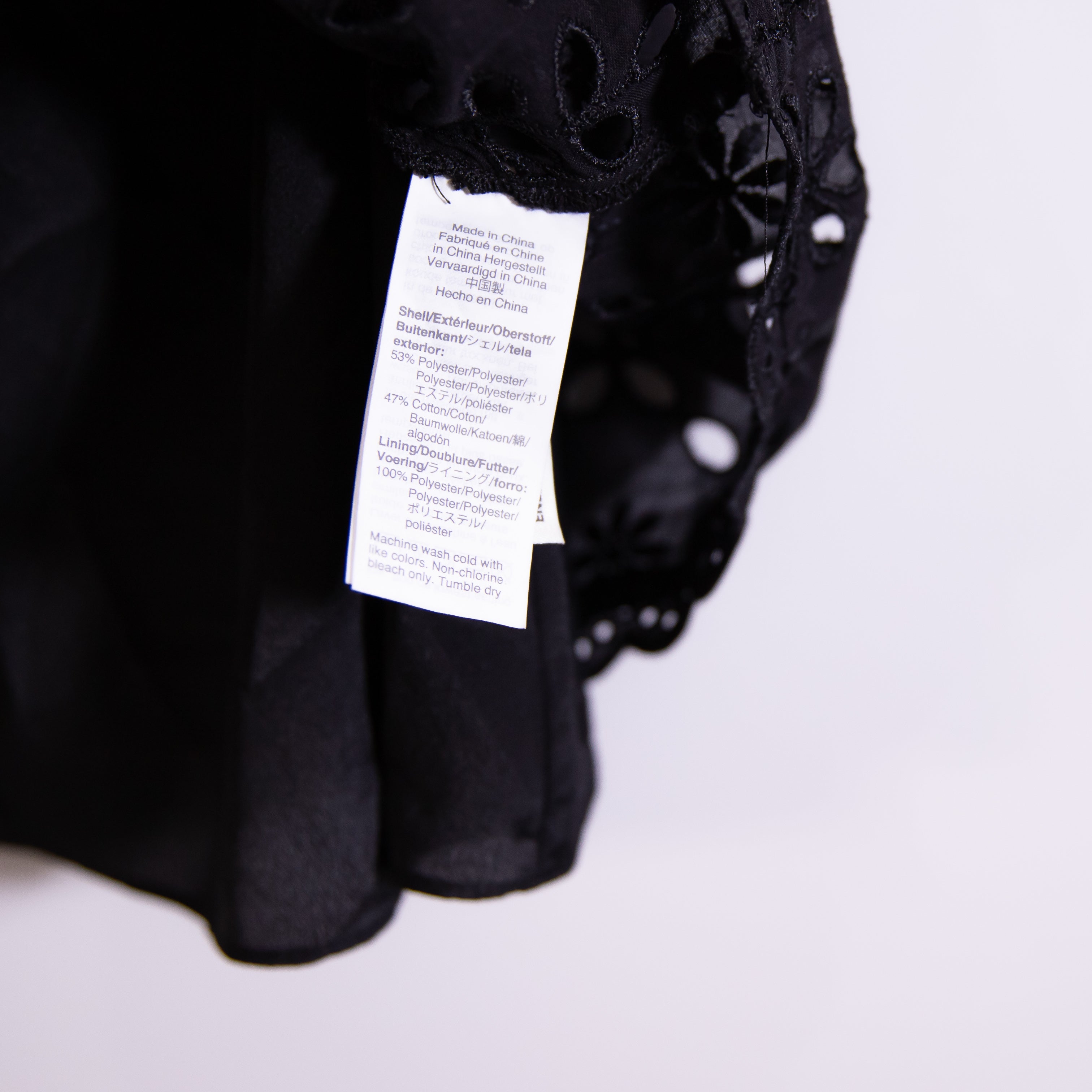 NEW J. Crew Cotton Mockneck Ruffle Short Sleeve Embroidered Eyelet Blouse Black