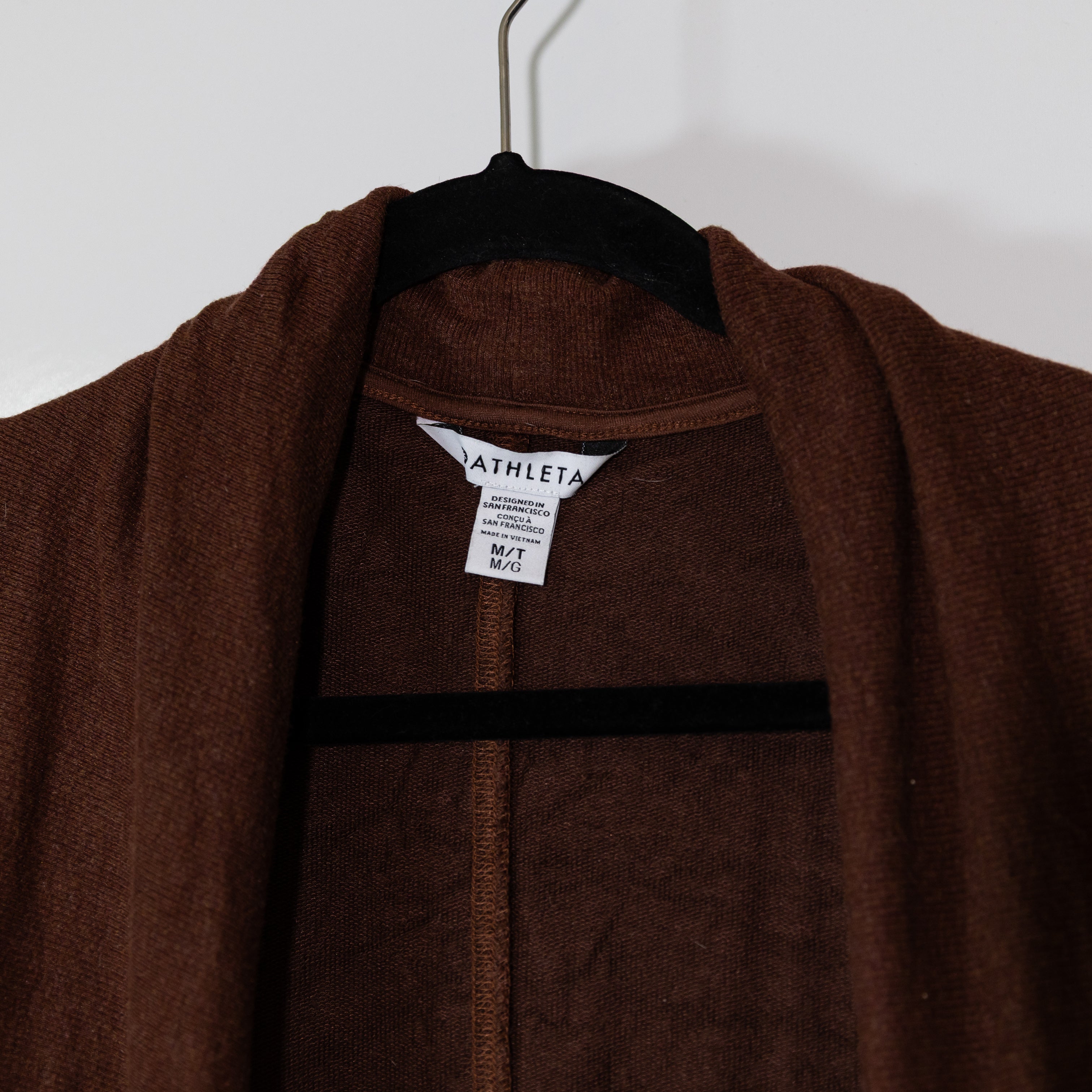 Athleta Women's Pranayama Restore Wrap Nirvana Fabric Cardigan Sweater Brown M
