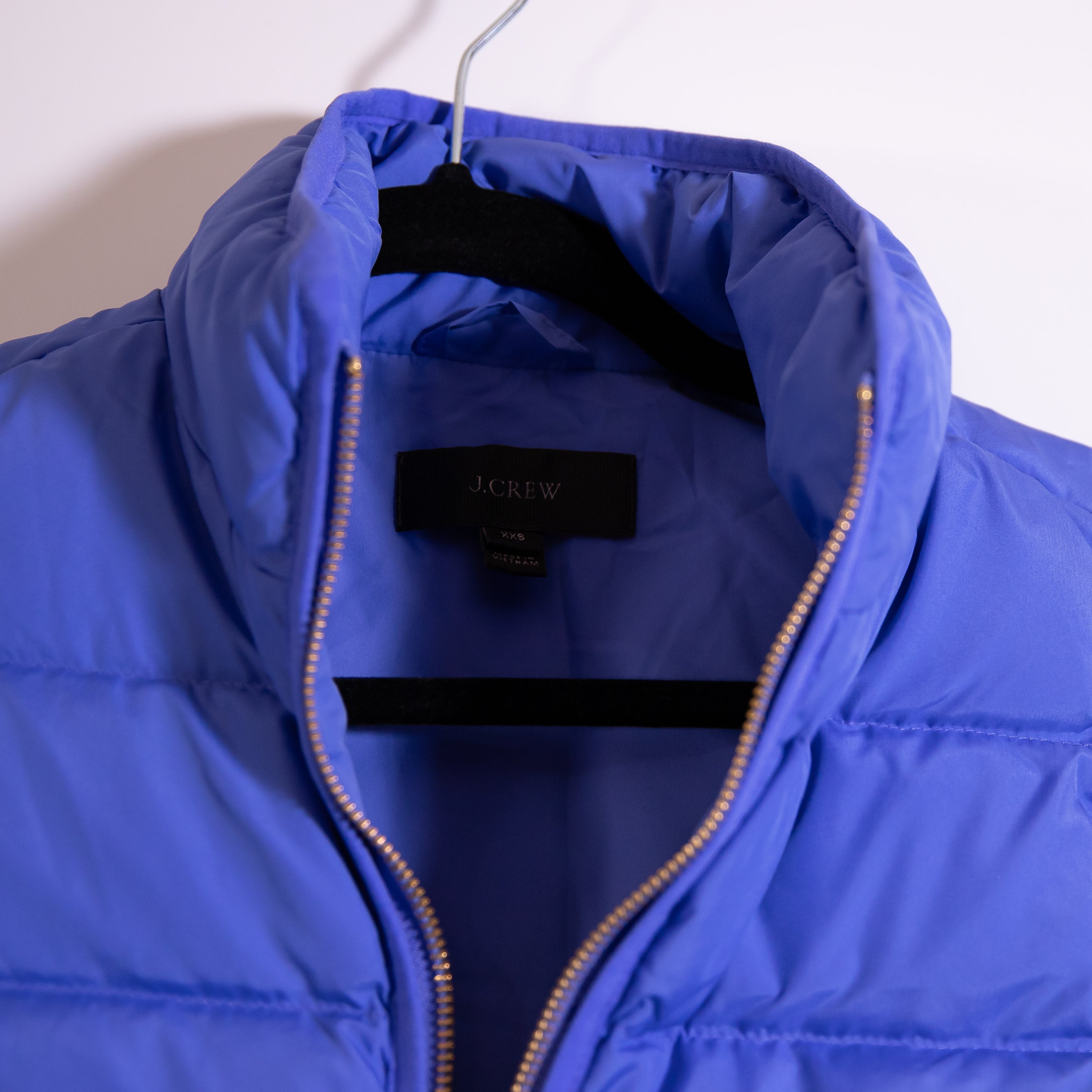 J. Crew Women's Mountain Puffer Down Fill Quilted Full Zip Sleeveless Vest Blue