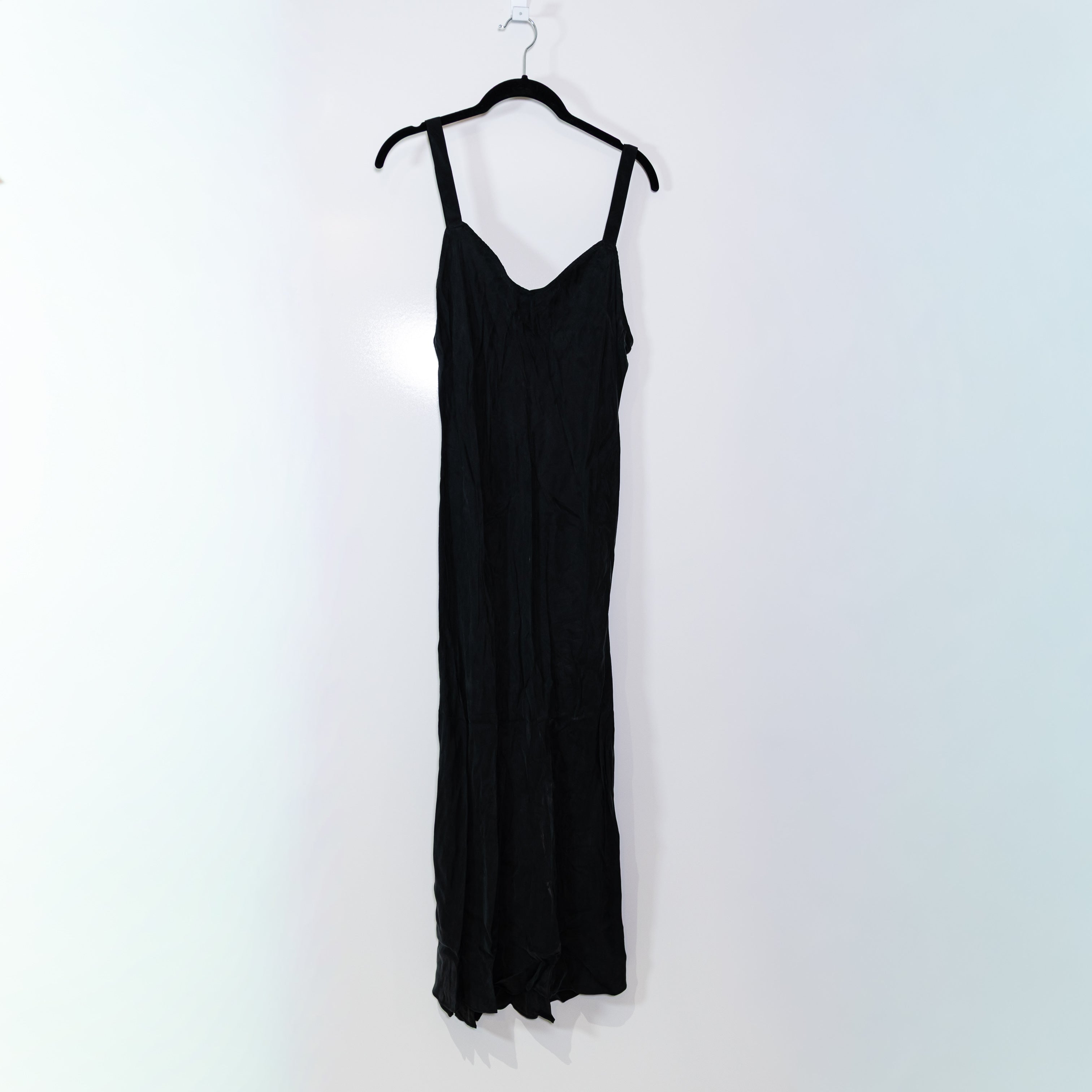 NEW J. Crew Gwyneth V Neck Slip Sleeveless Tank Midi Dress In Cupro Blend Black