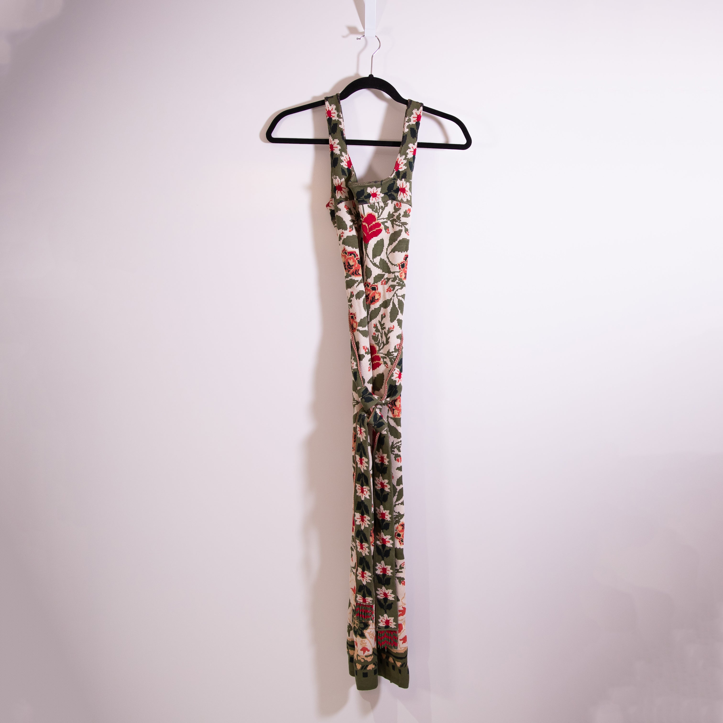 NEW Farm Rio Sand Garden Tapestry Knit Stretch Square Neck Sweater Midi Dress XS