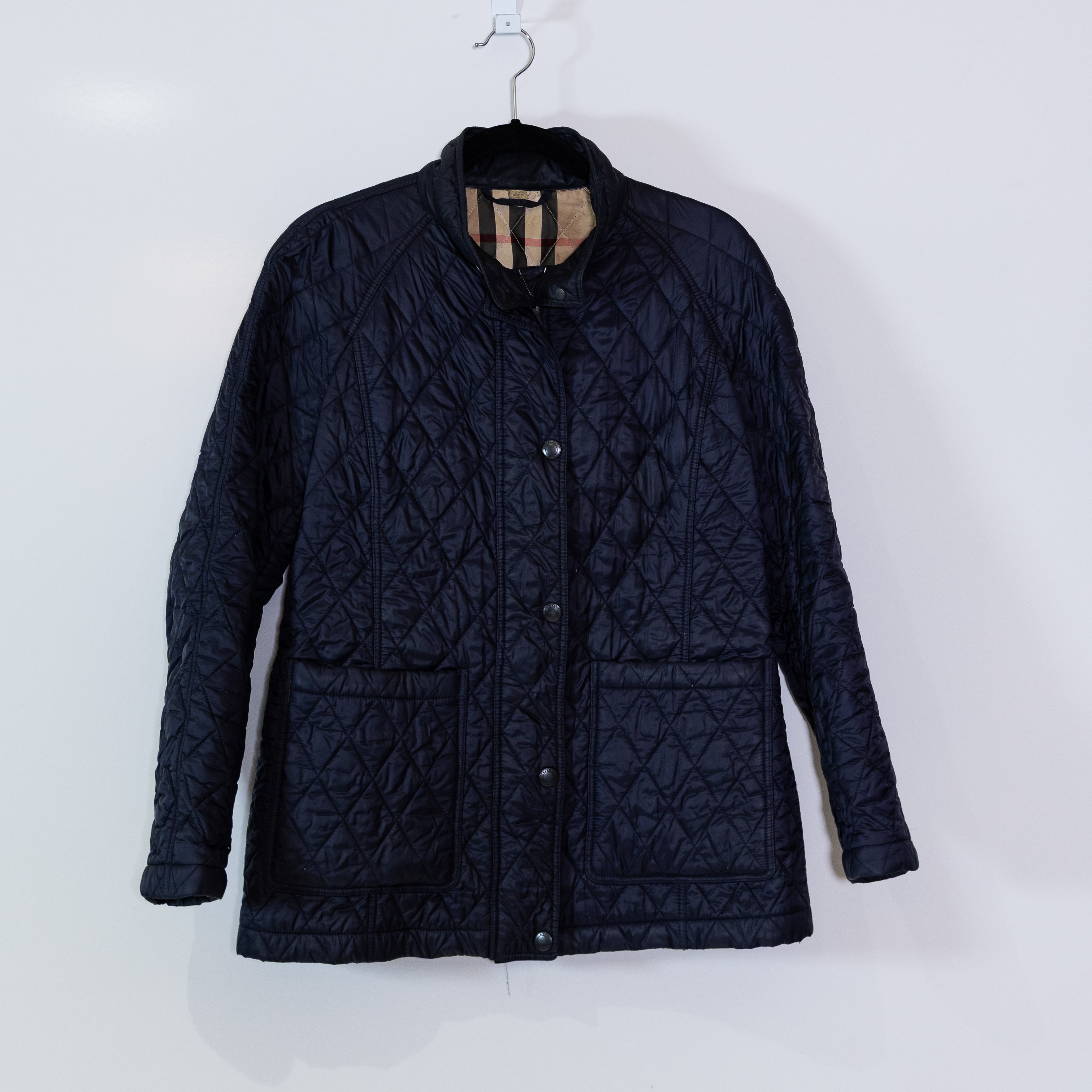 Burberry Brit Women's Full Zip Snap Button Quilted Water Resistant Jacket Blue