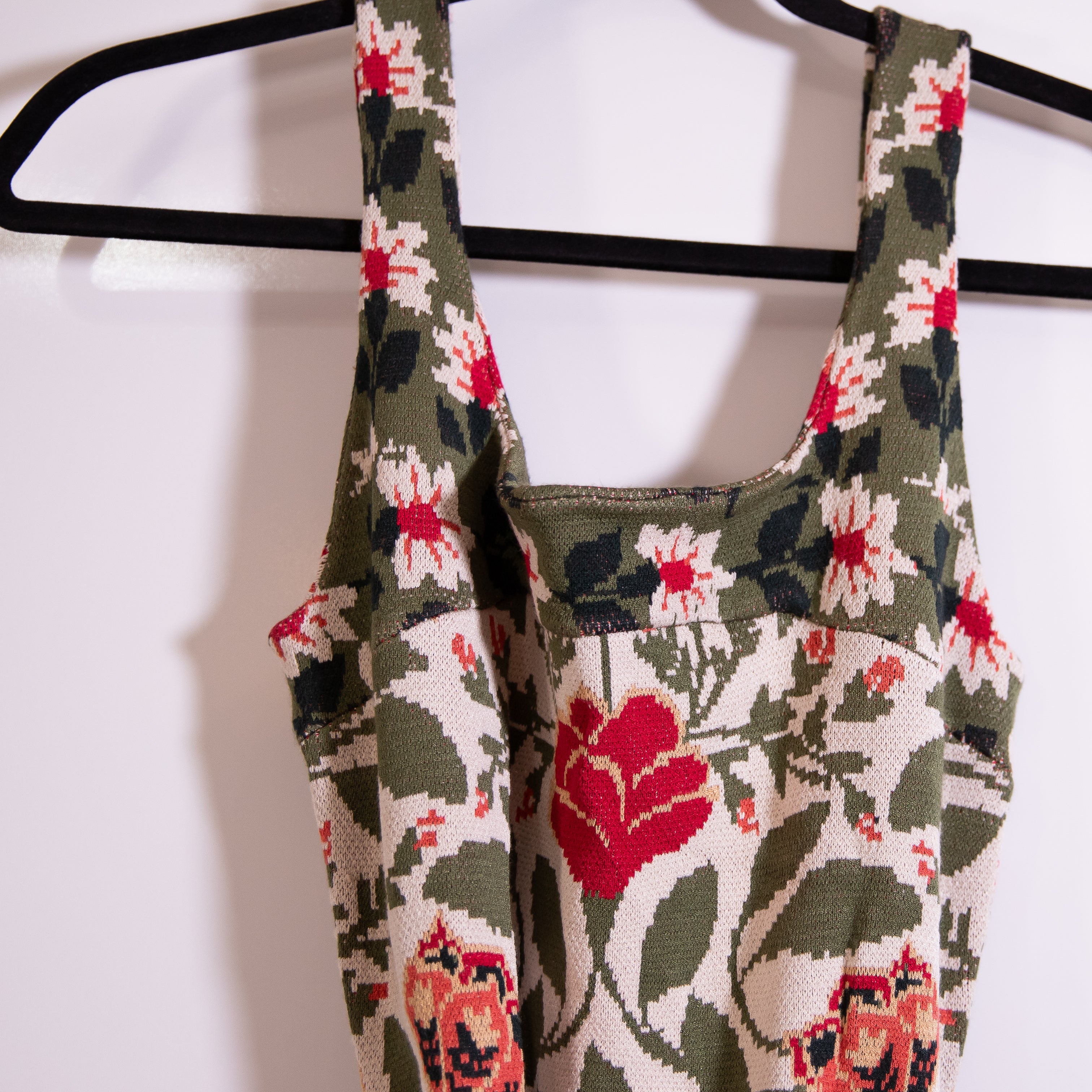 NEW Farm Rio Sand Garden Tapestry Knit Stretch Square Neck Sweater Midi Dress XS