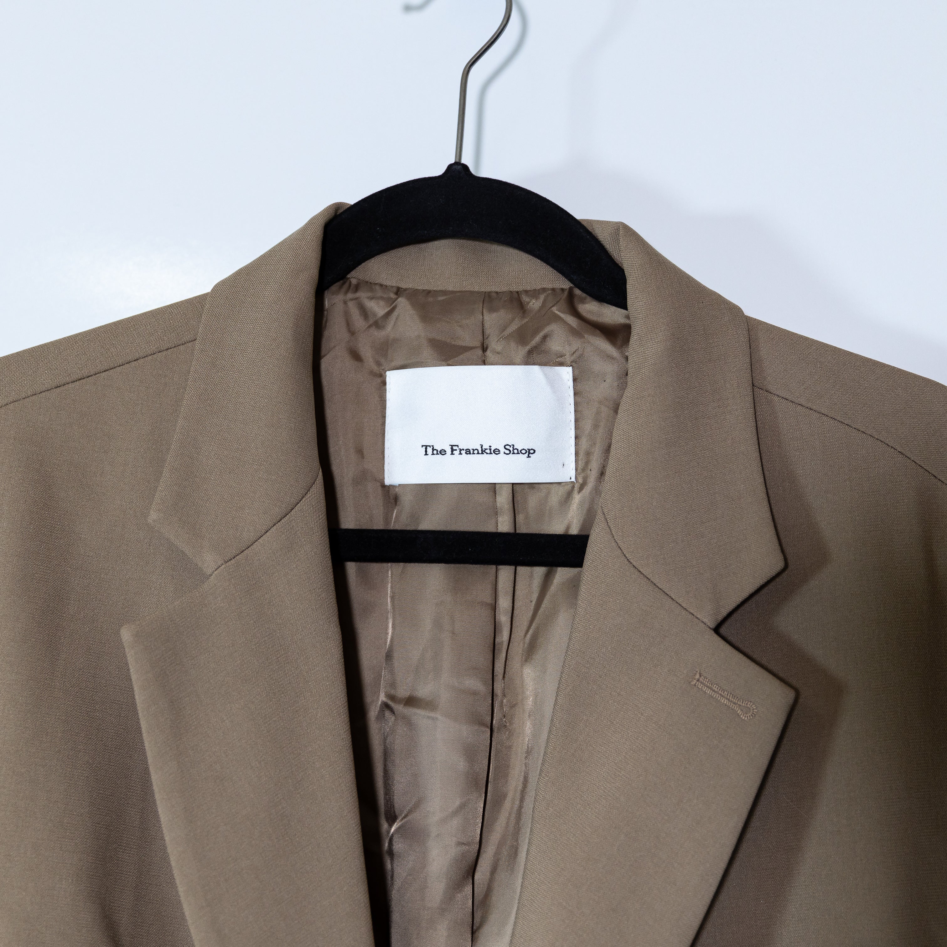 The Frankie Shop Bea Two Button Oversized Blazer Jacket Brown Neutral Small