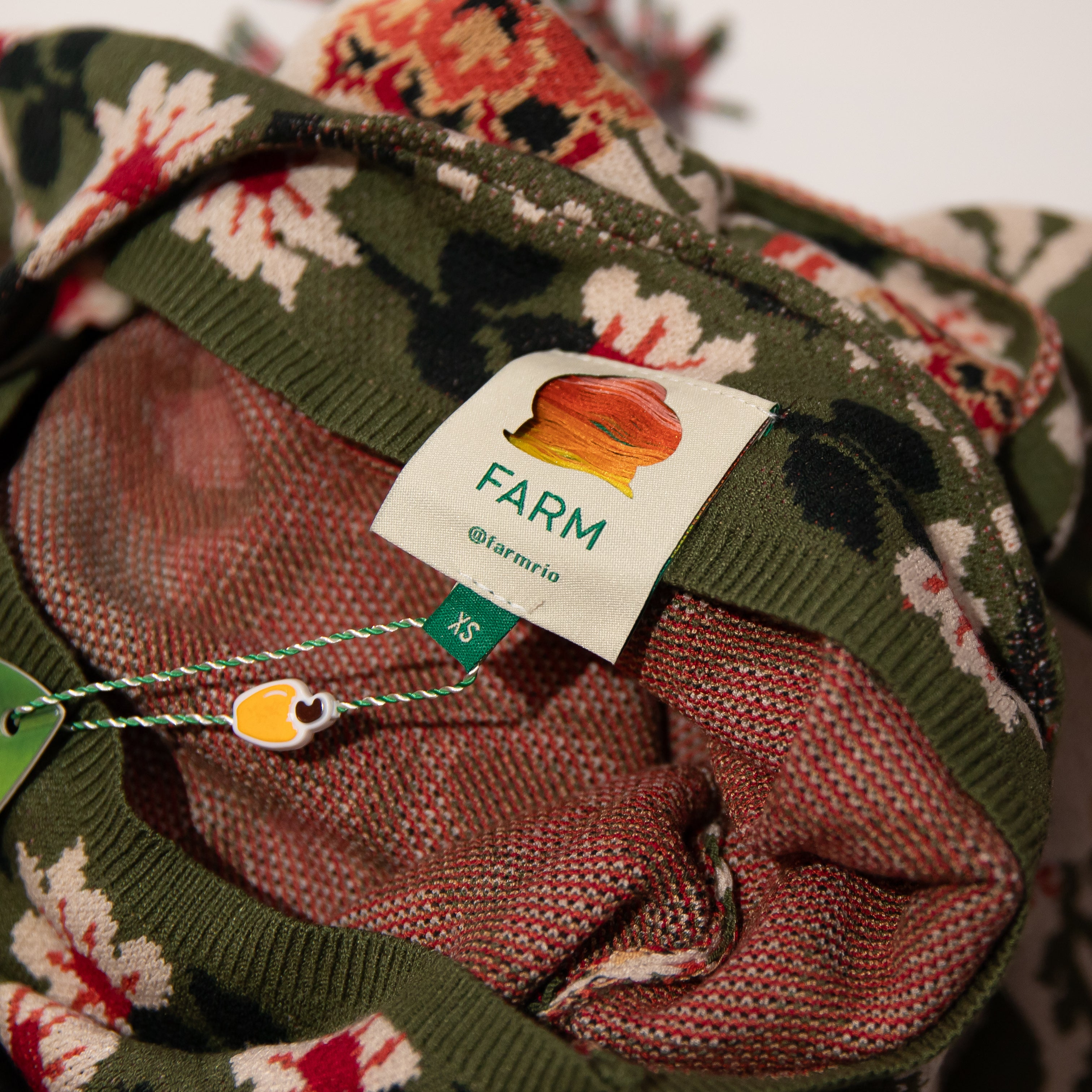 NEW Farm Rio Sand Garden Tapestry Knit Stretch Square Neck Sweater Midi Dress XS