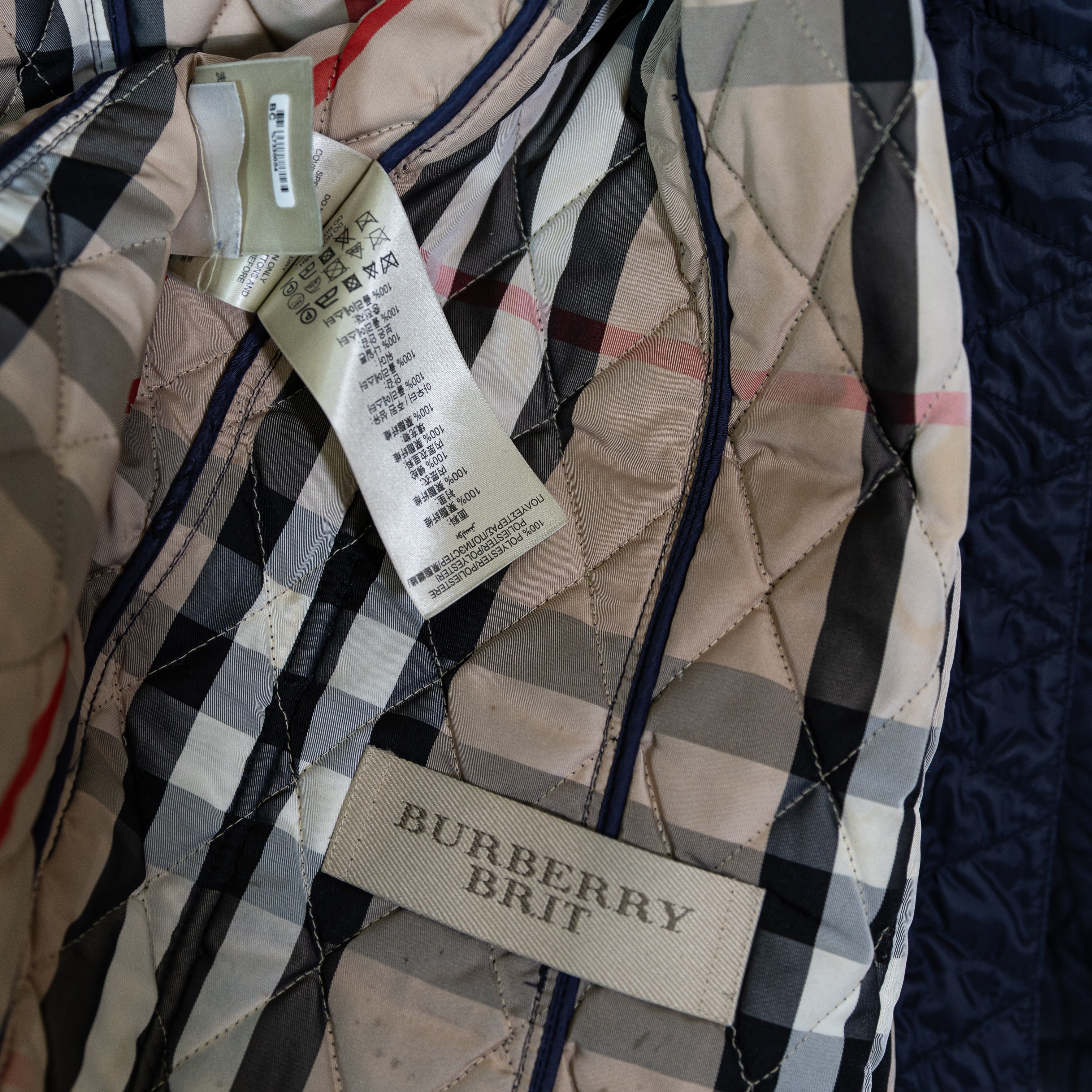 Burberry Brit Women's Full Zip Snap Button Quilted Water Resistant Jacket Blue