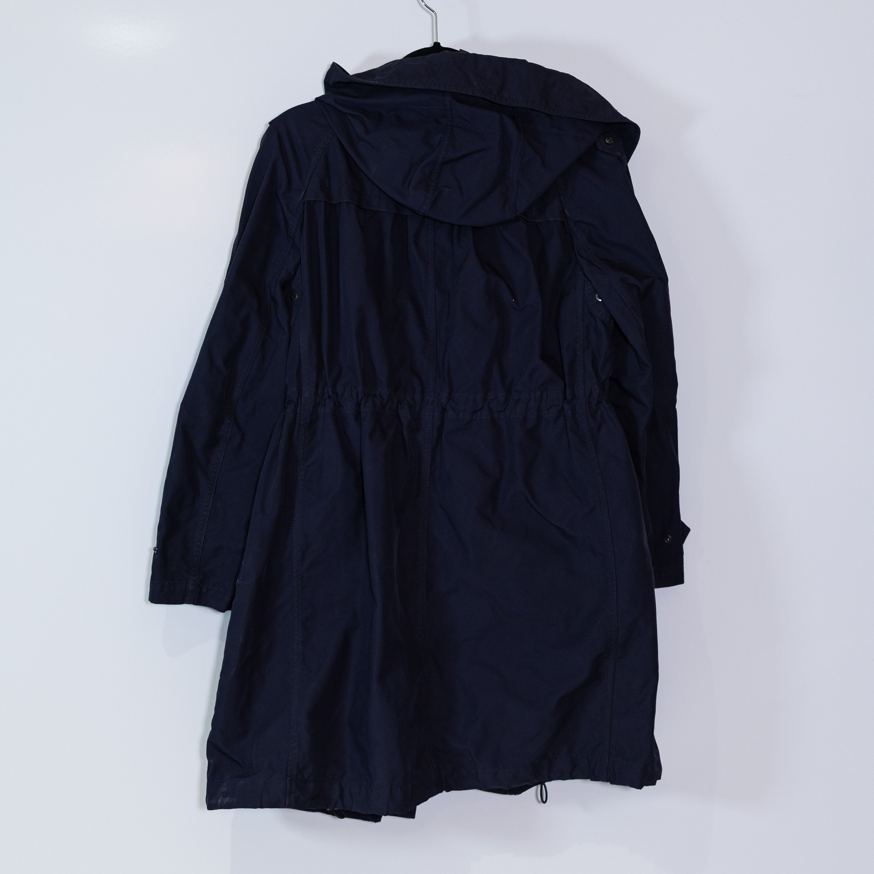 Burberry Brit Women's Full Zip Hooded Water Resistant Rain Trench Coat Jacket M