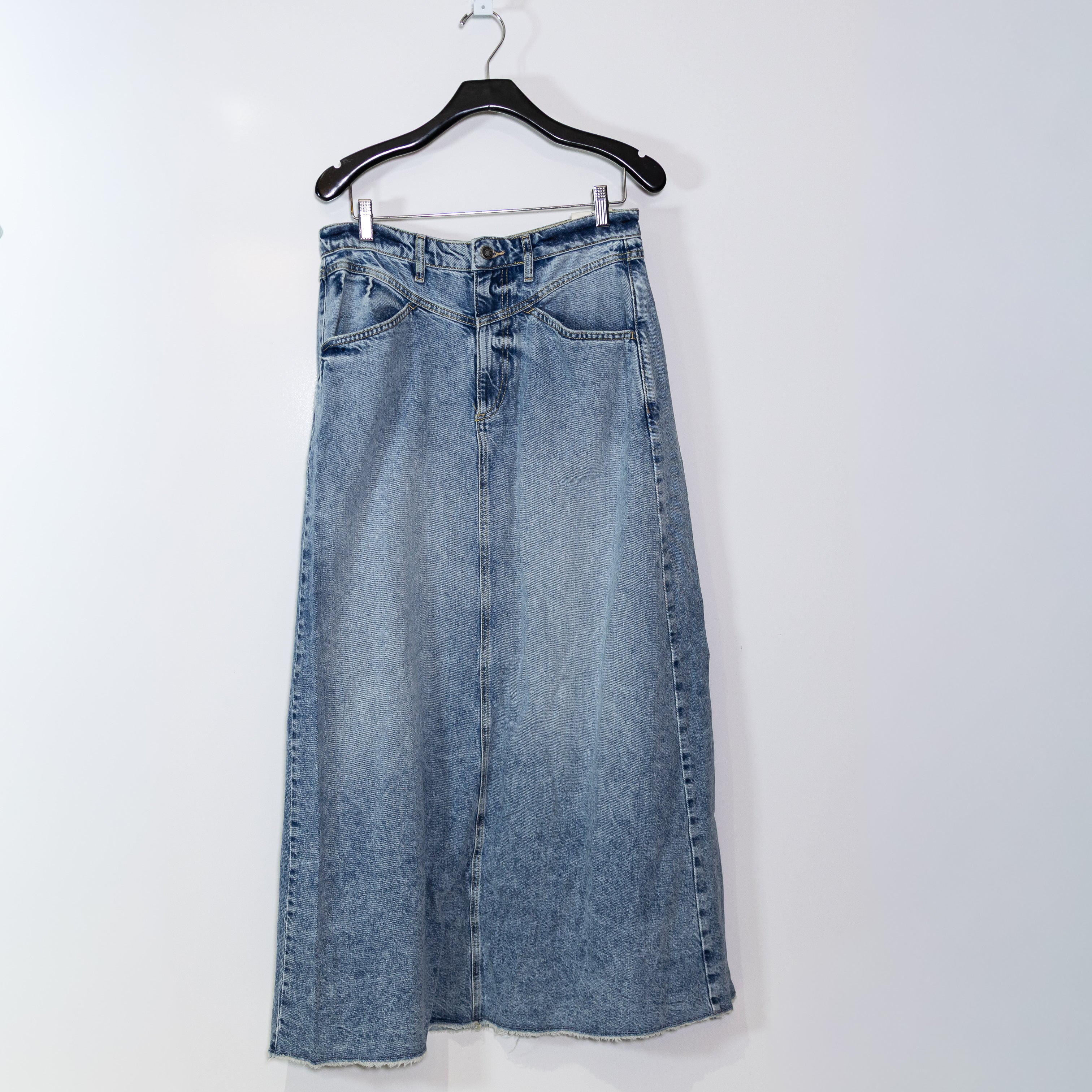NEW Free People x We The Free Come As You Are Cotton Straight Maxi Jean Skirt 8